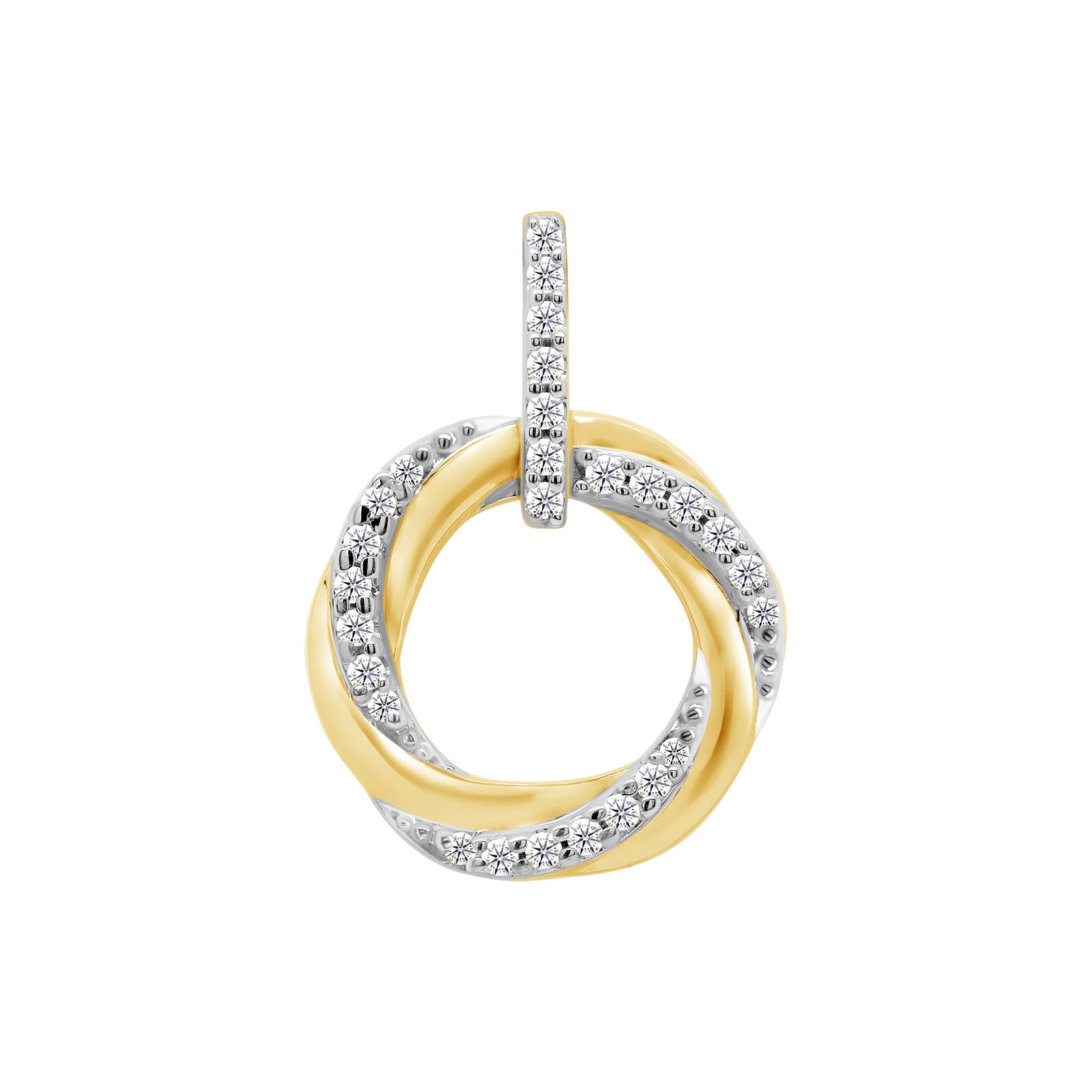 9ct gold diamond set twisted circle pendant 0.10ct