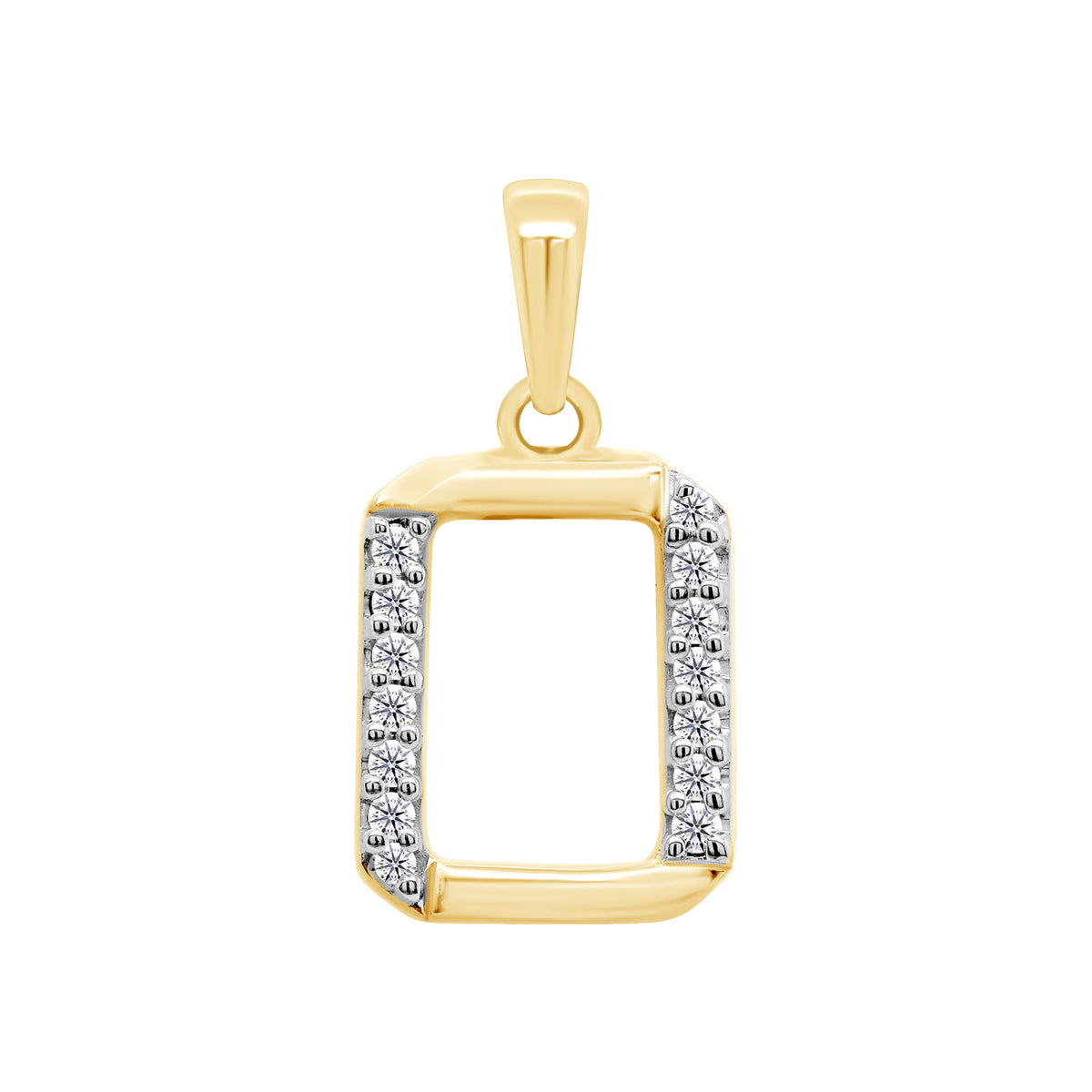 9ct gold diamond set open rectangle pendant 0.07ct