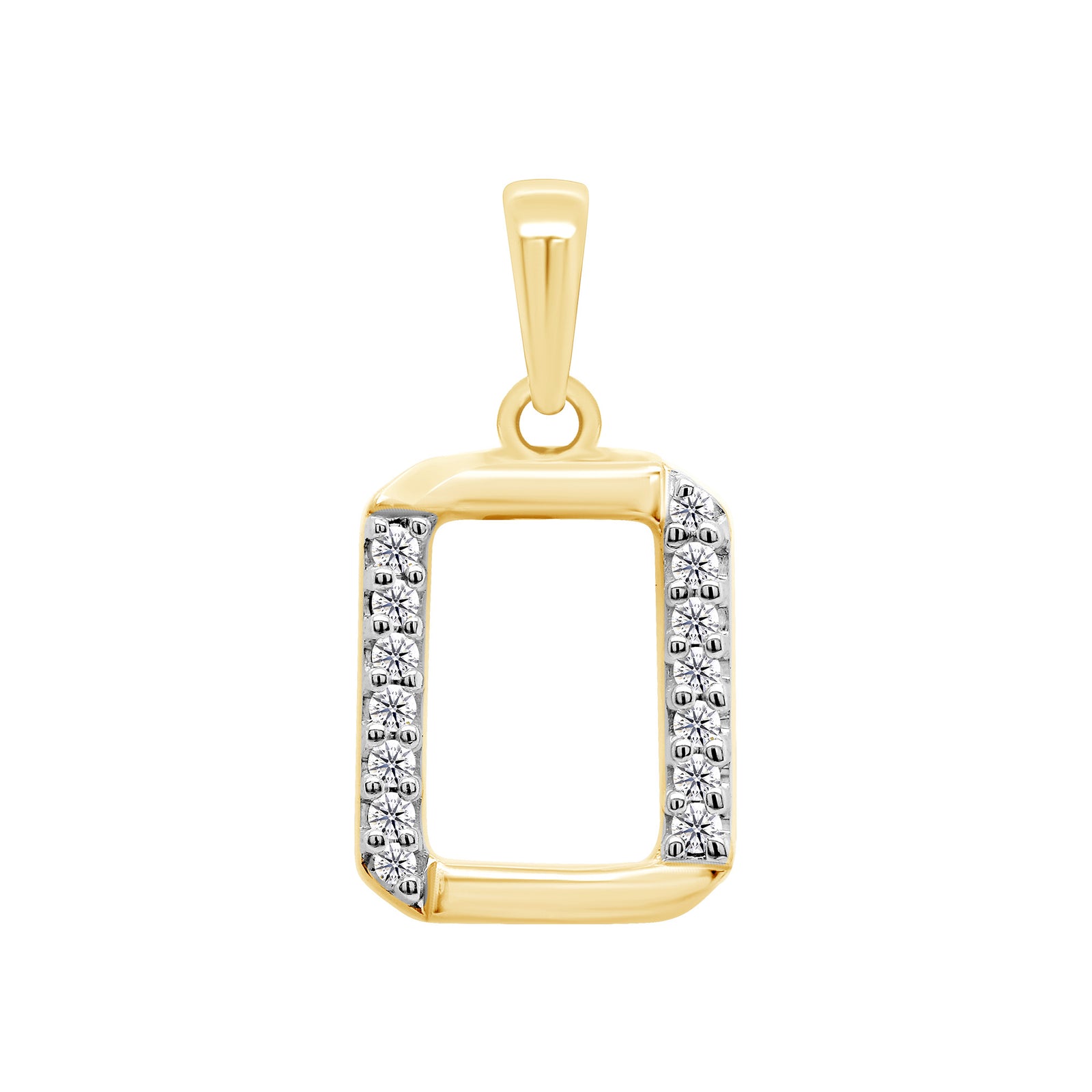 9ct gold diamond set open rectangle pendant 0.07ct