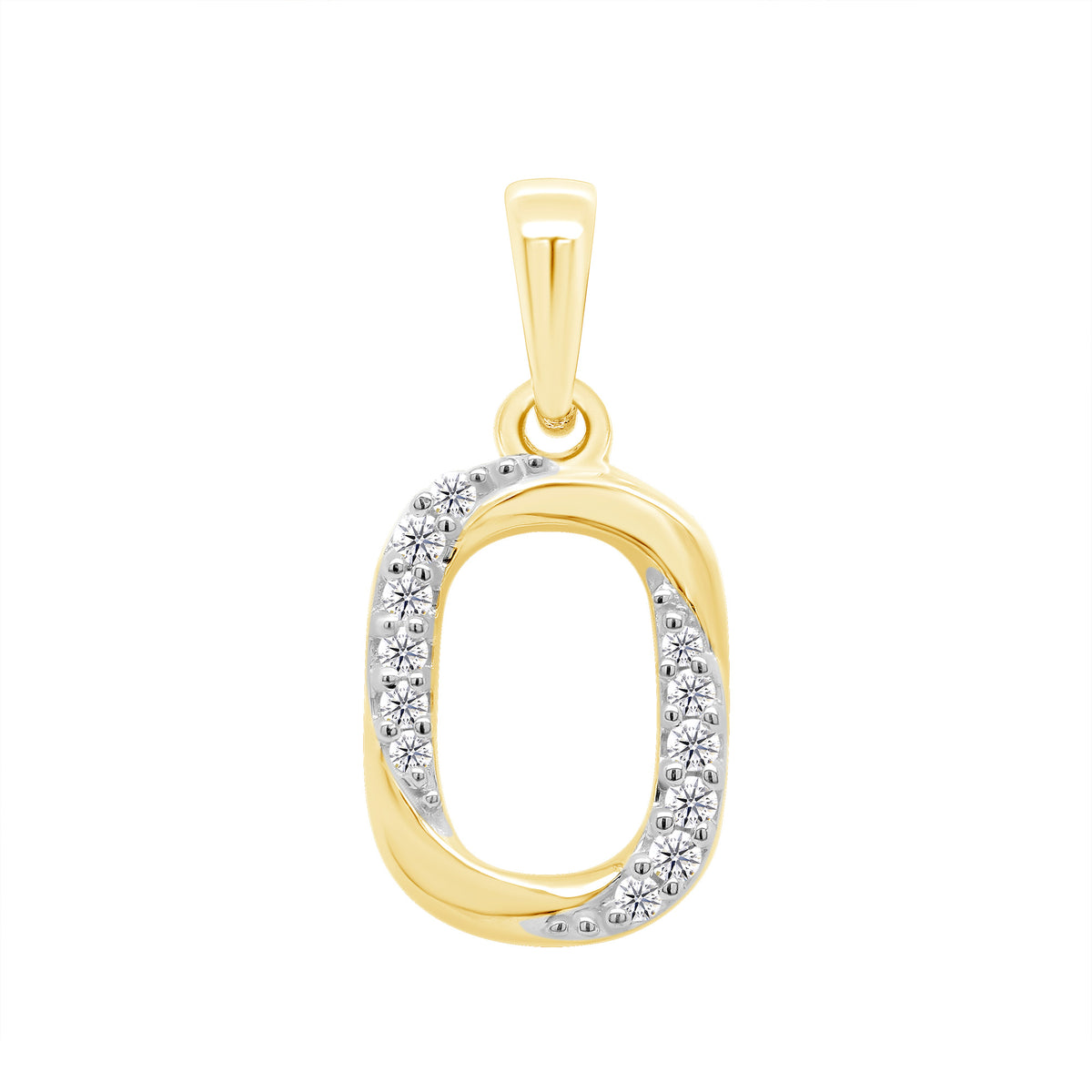 9ct gold diamond set small open rectangle pendant 0.05ct