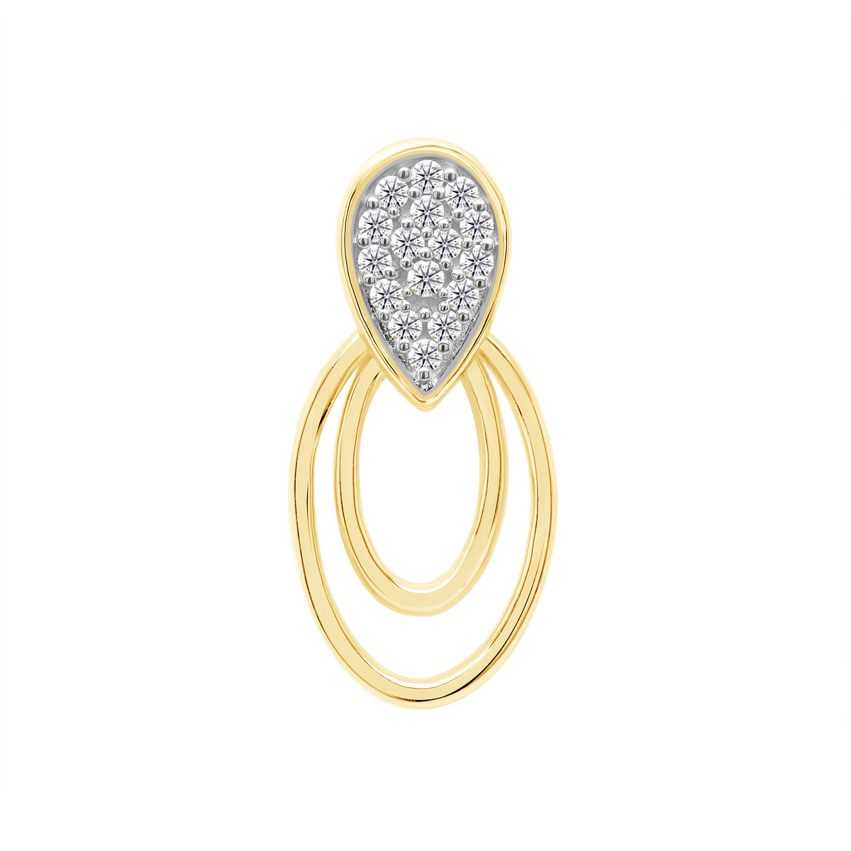 9ct gold diamond set double open oval pendant 0.05ct