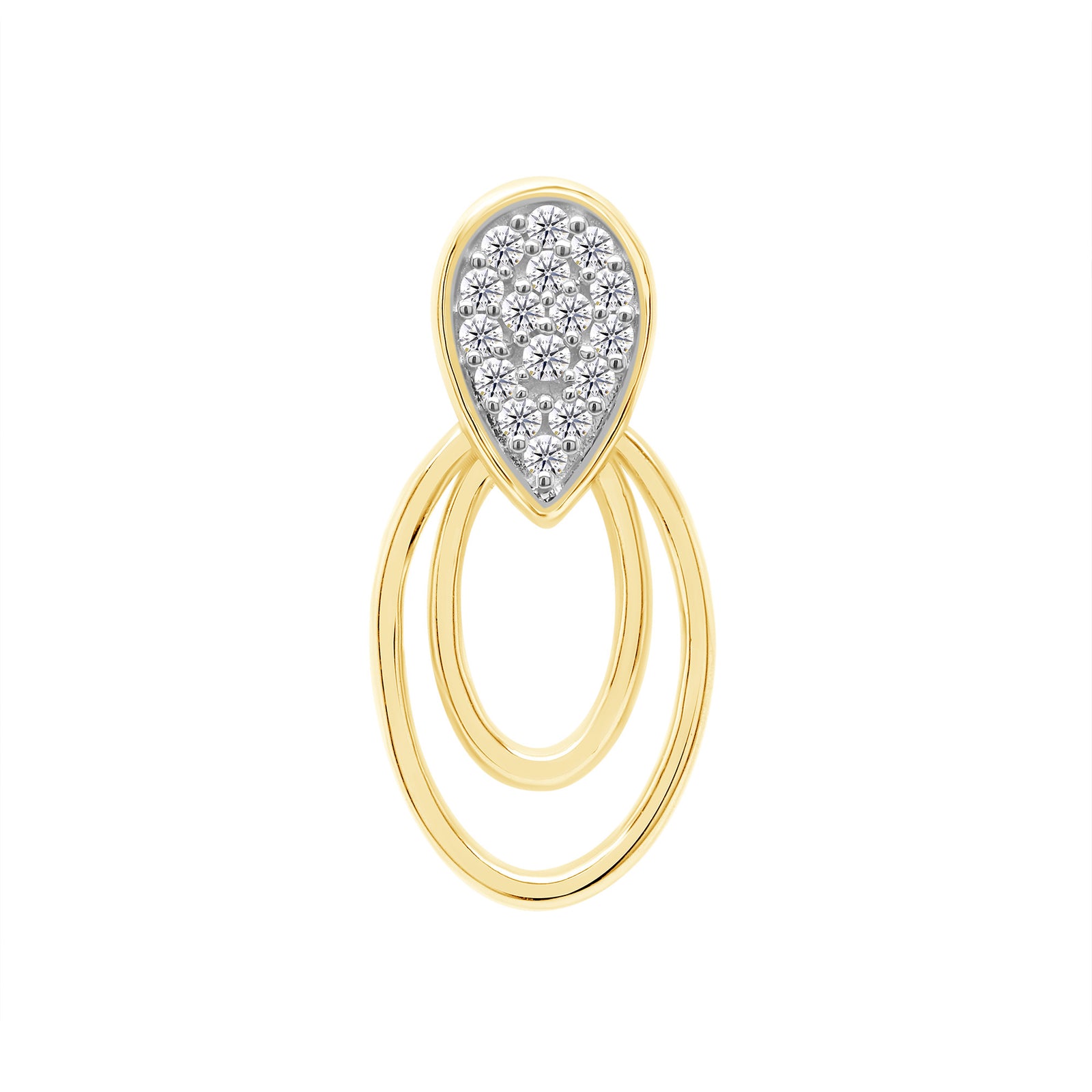 9ct gold diamond set double open oval pendant 0.05ct