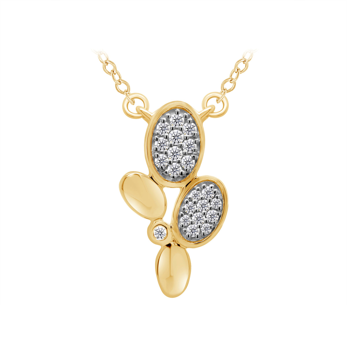 9ct gold diamond set round leaf pendant 0.12ct