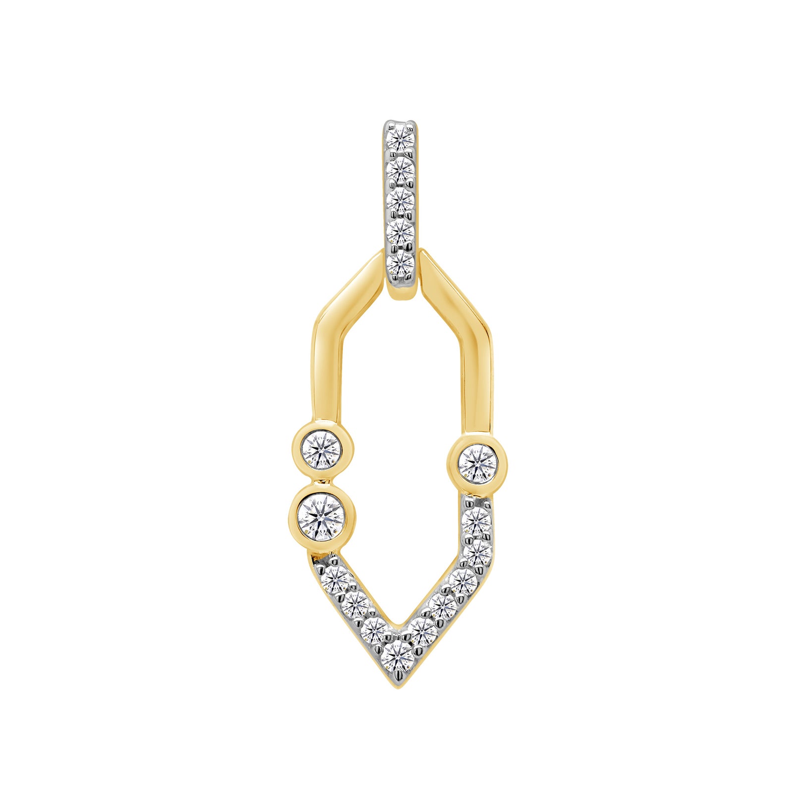 9ct gold open shape diamond set pendant 0.10ct