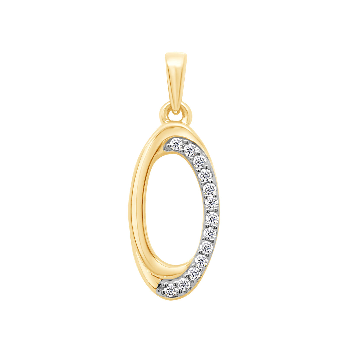 9ct gold open oval diamond set pendant 0.05ct