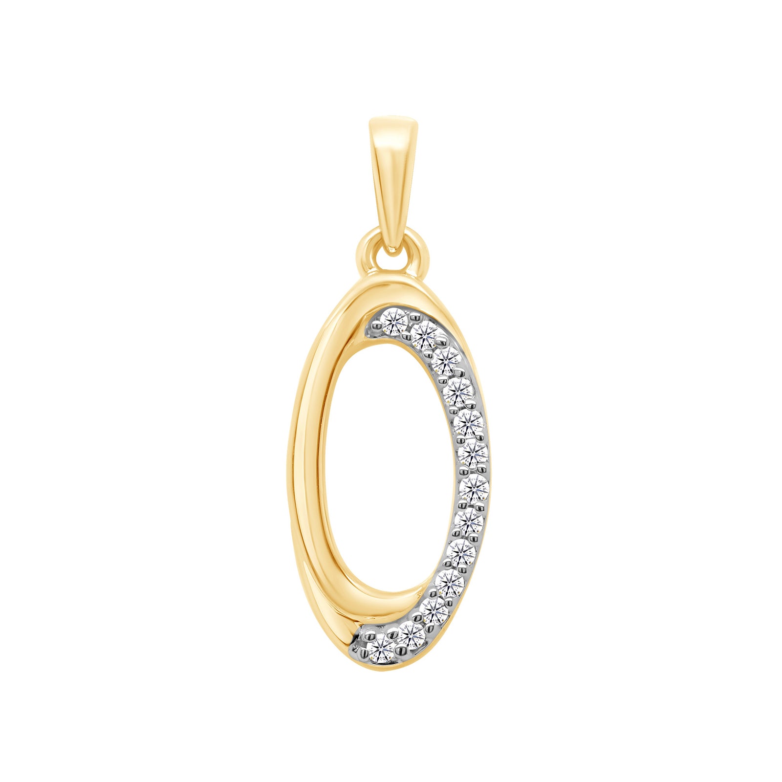 9ct gold open oval diamond set pendant 0.05ct