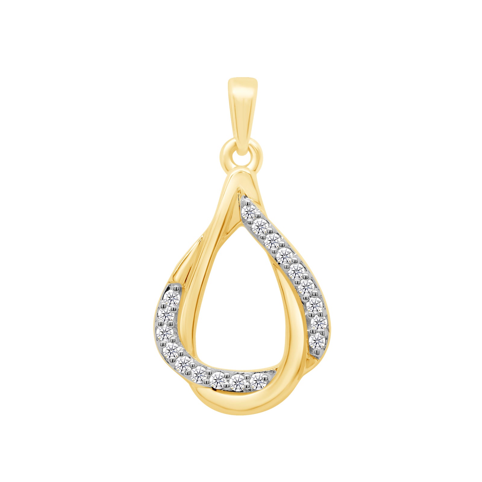 9ct gold open teardrop shape diamond set pendant 0.07ct