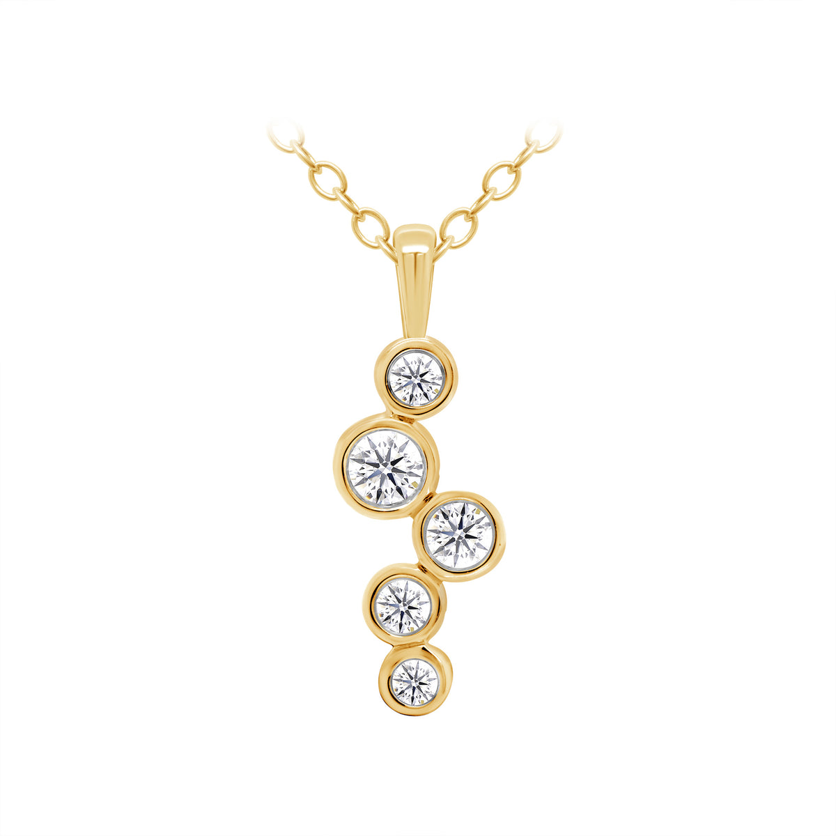 9ct gold 5 stone diamond bubble pendant 0.20ct