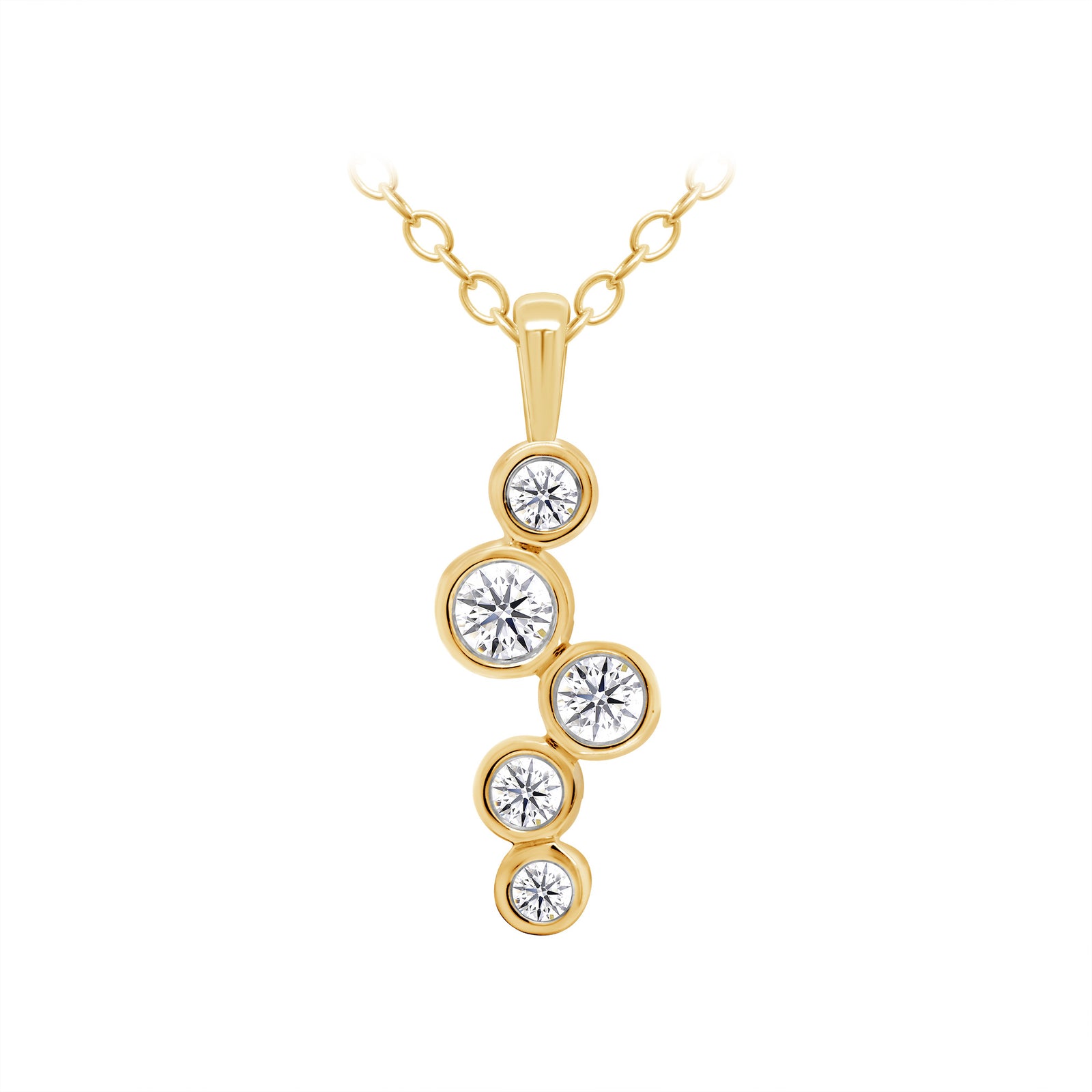 9ct gold 5 stone diamond bubble pendant 0.20ct
