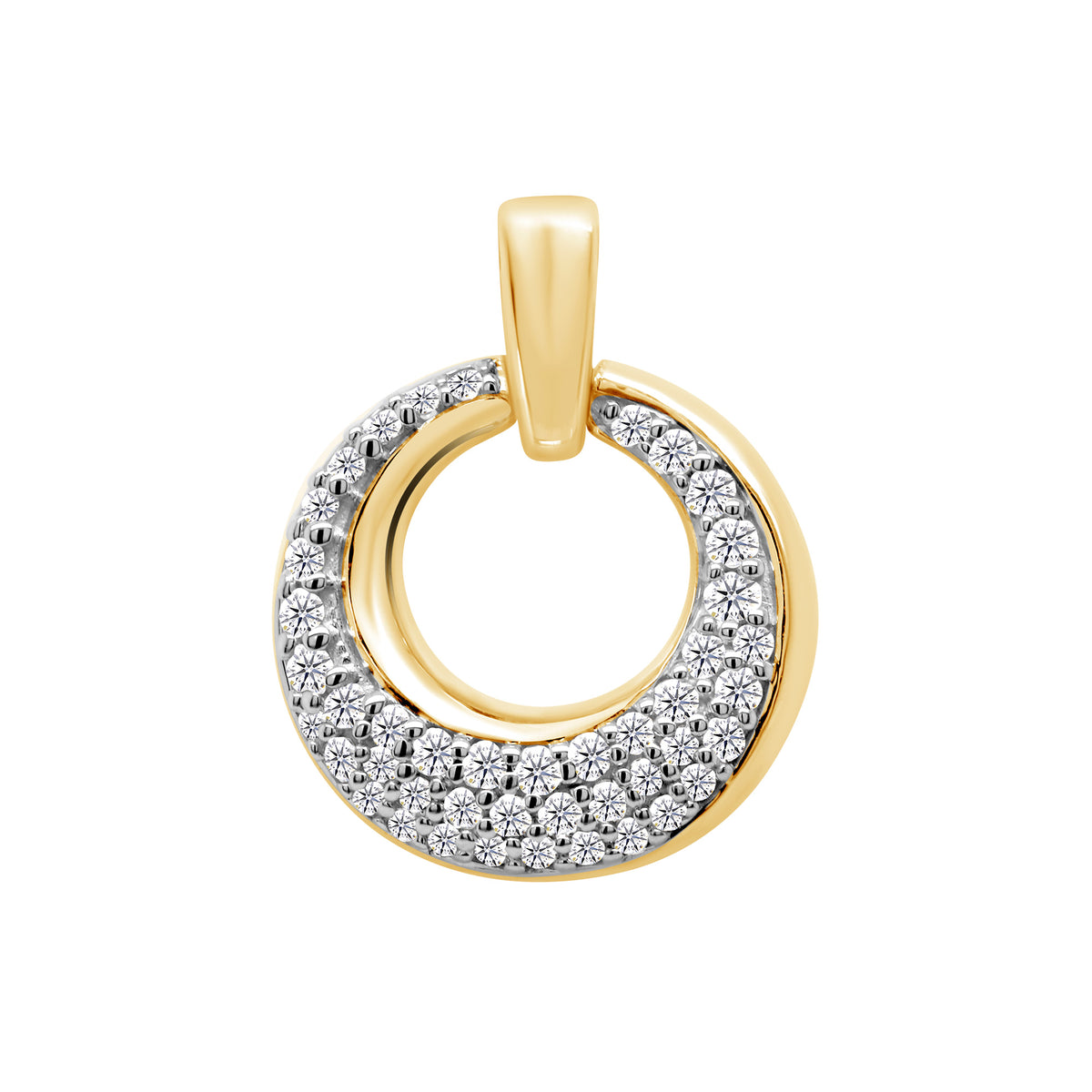 9ct gold diamond set circular pendant 0.19ct