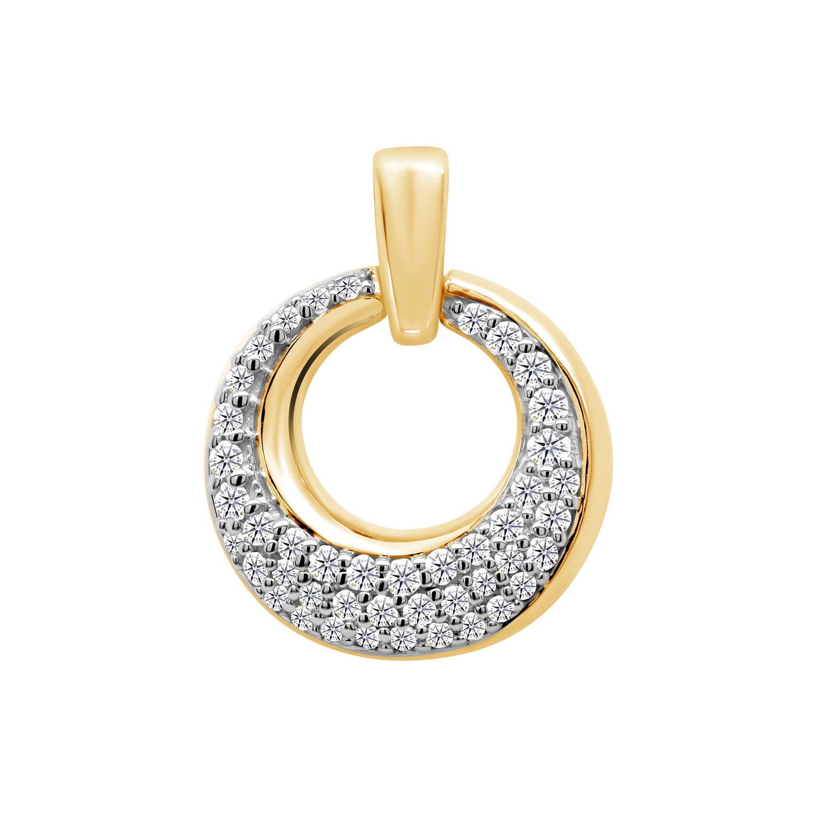 9ct gold diamond set circular pendant 0.19ct