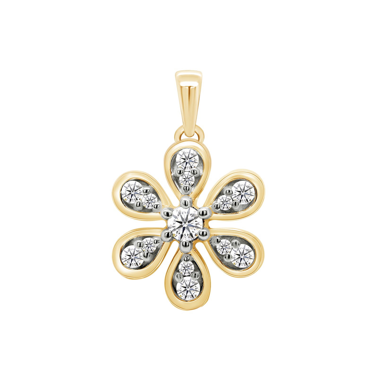9ct gold diamond set petal shape pendant 0.17ct