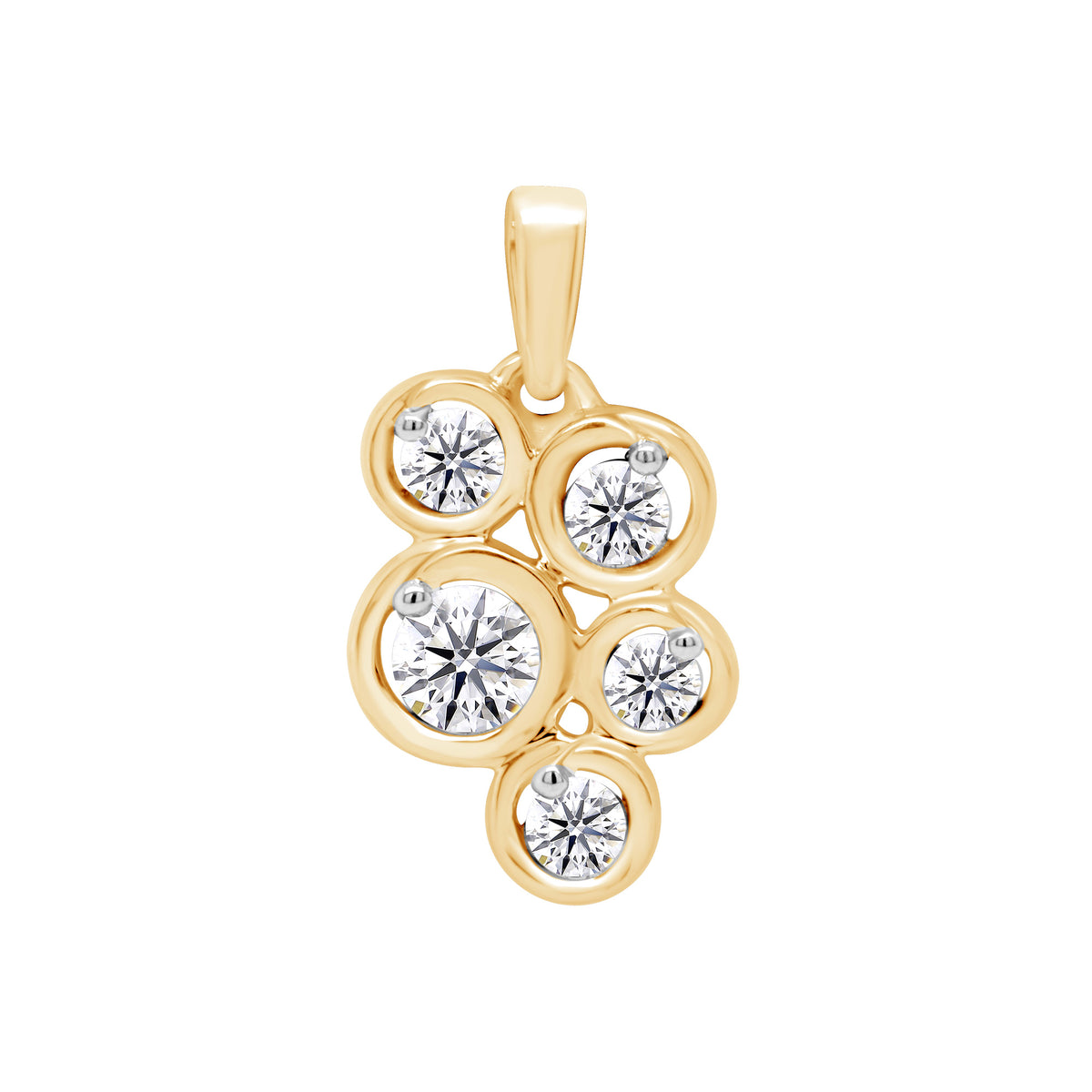 9ct gold 5 stone diamond bubble pendant 0.22ct