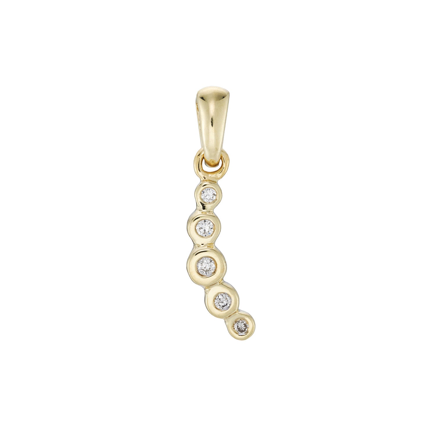 9ct gold 5 stone diamond crescent pendant 0.04ct