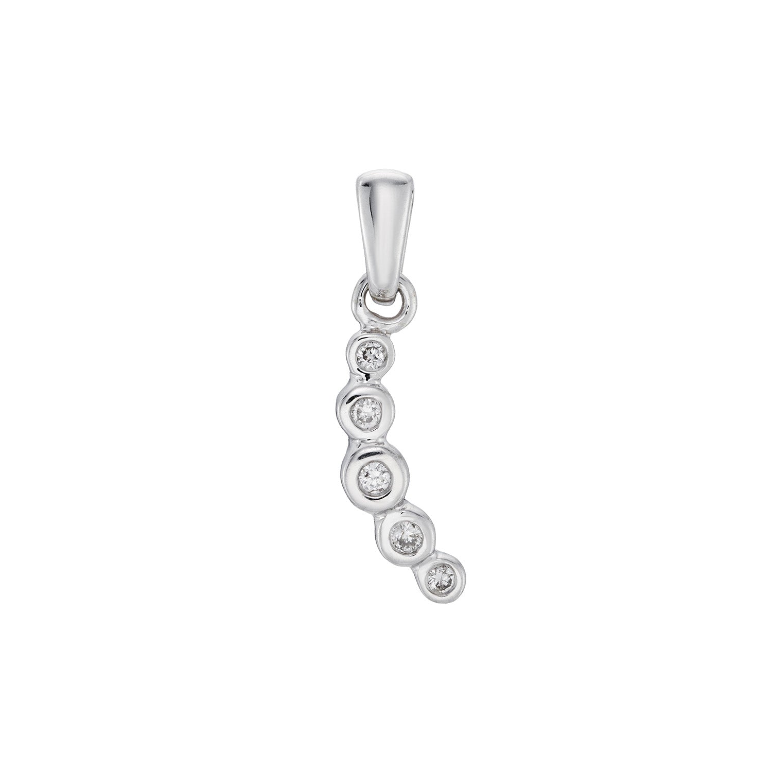 9ct white gold 5 stone diamond crescent pendant 0.04ct