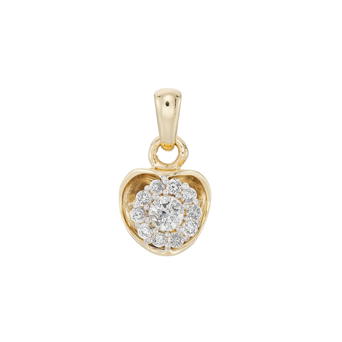 9ct gold diamond cluster pendant 0.16cts