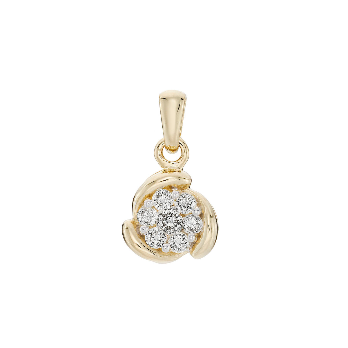 9ct gold diamond cluster pendant 0.18cts