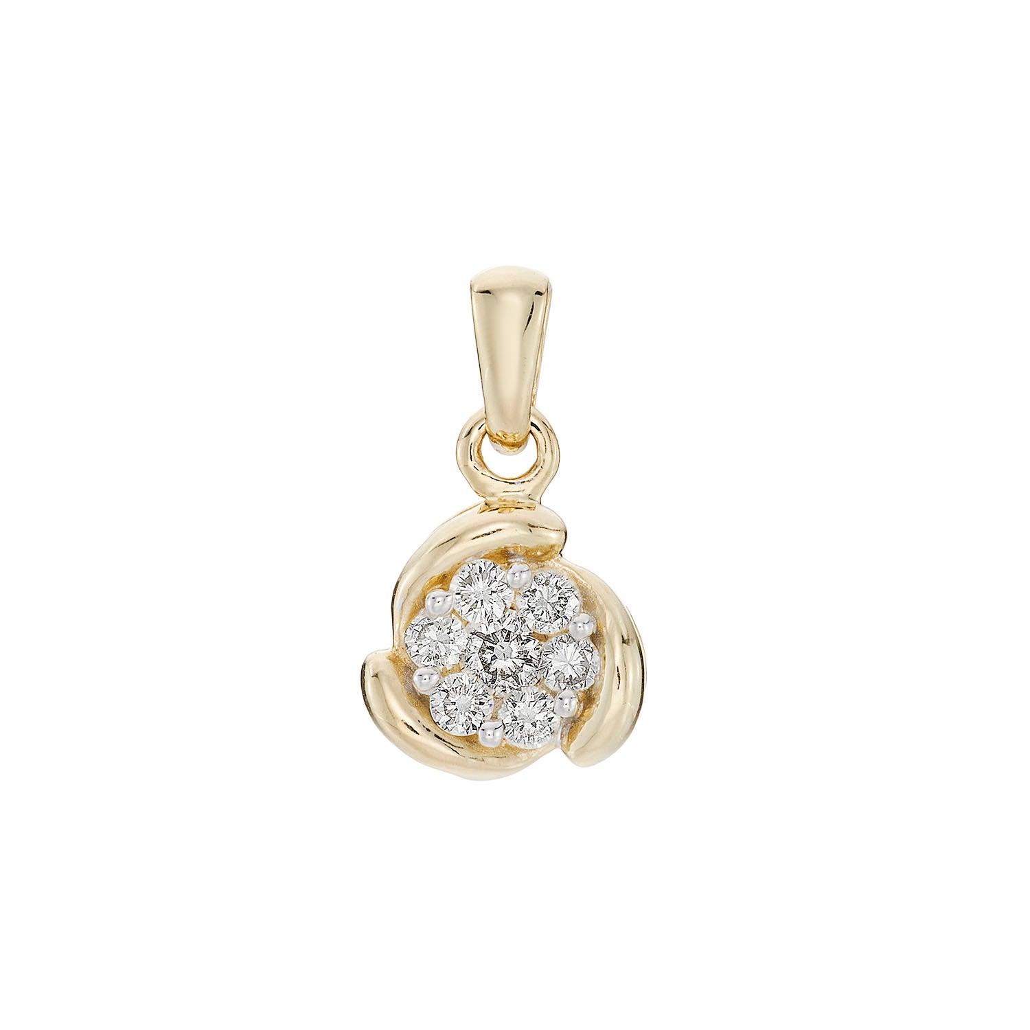 9ct gold diamond cluster pendant 0.18cts