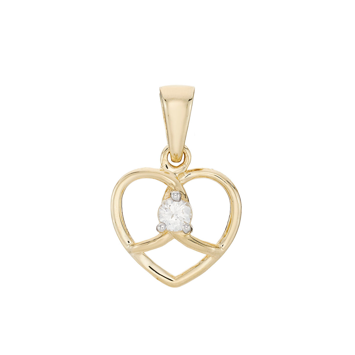 9ct gold diamond pretzel pendant 0.10cts