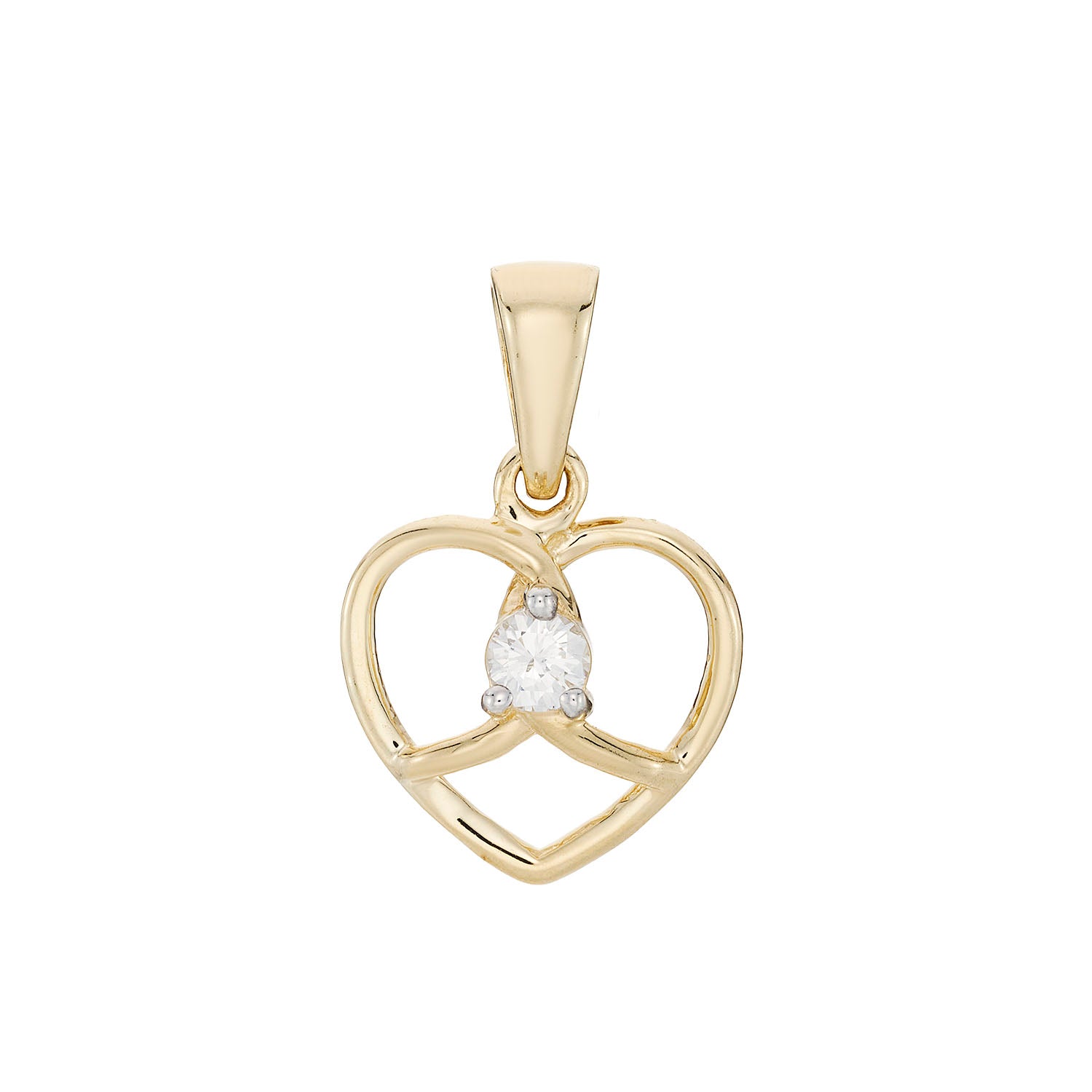 9ct gold diamond pretzel pendant 0.10cts