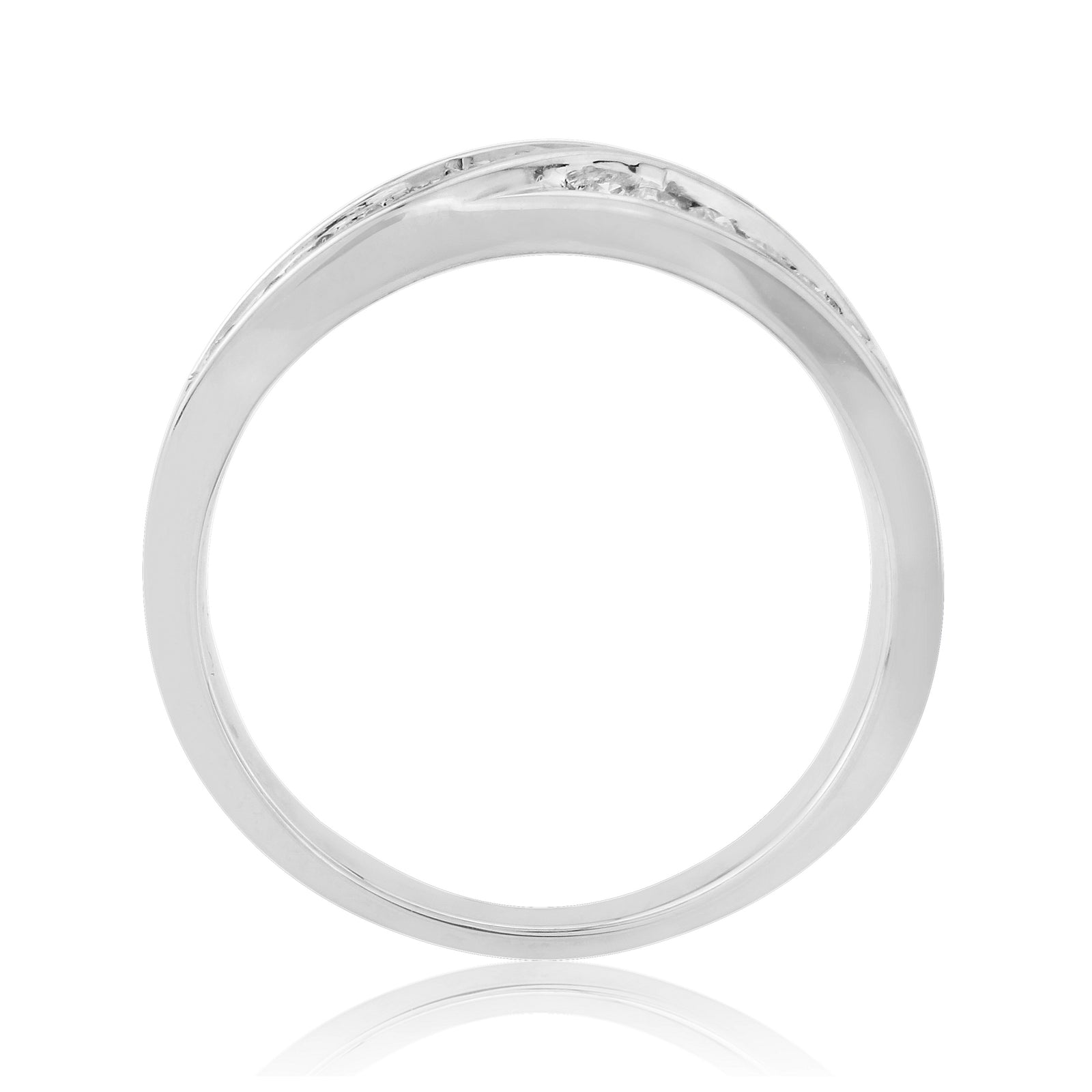 9ct white gold channel set  swirl two row diamond ring 0.32ct