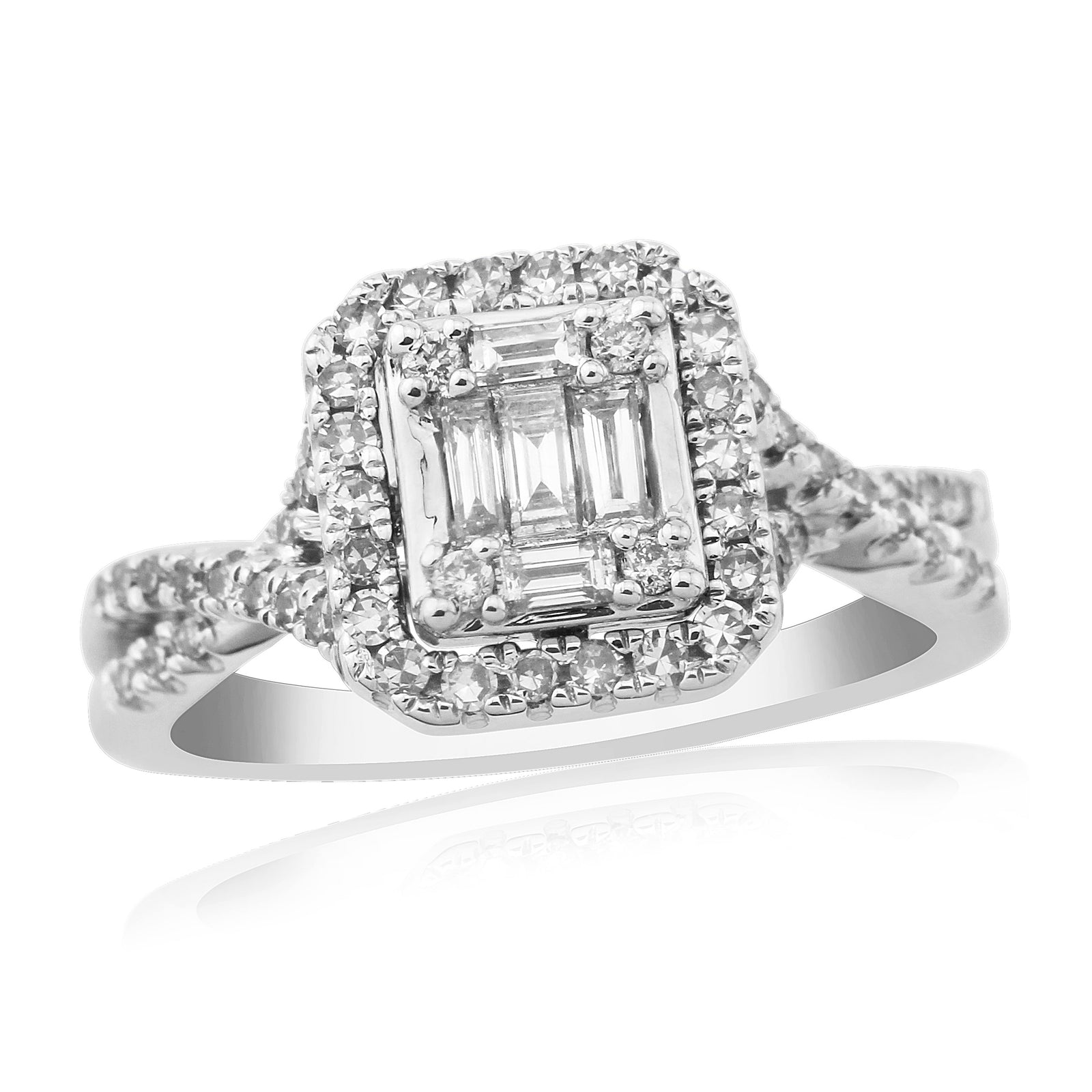 9ct white gold lab grown E/VS Diamond cluster ring 0.62cts LG