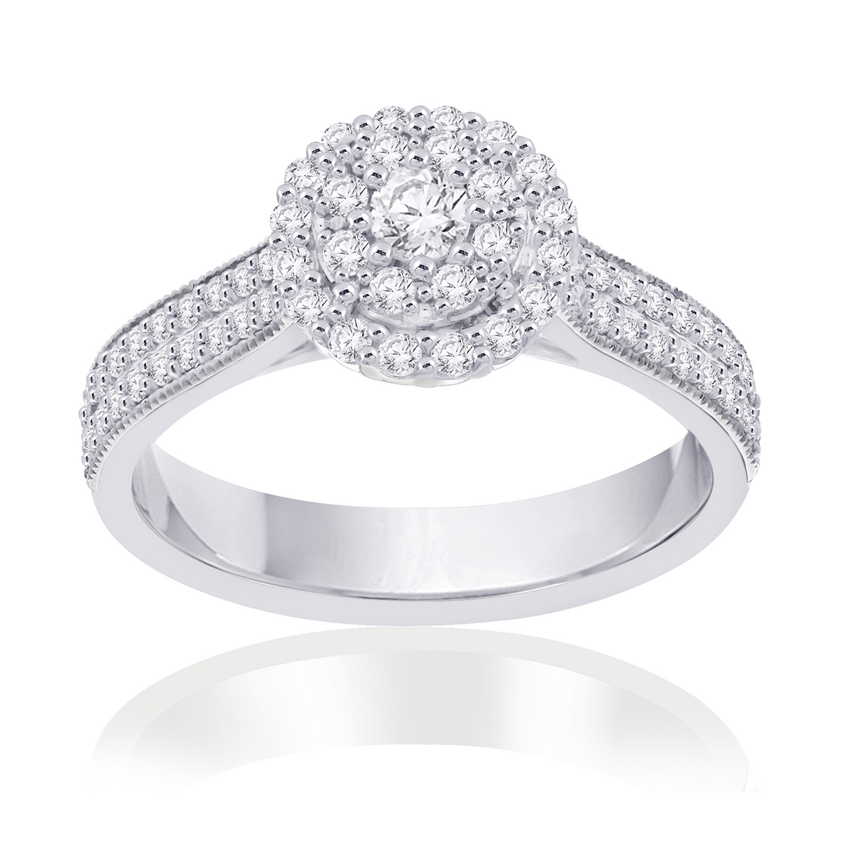 9ct white gold diamond set cluster ring 0.65ct