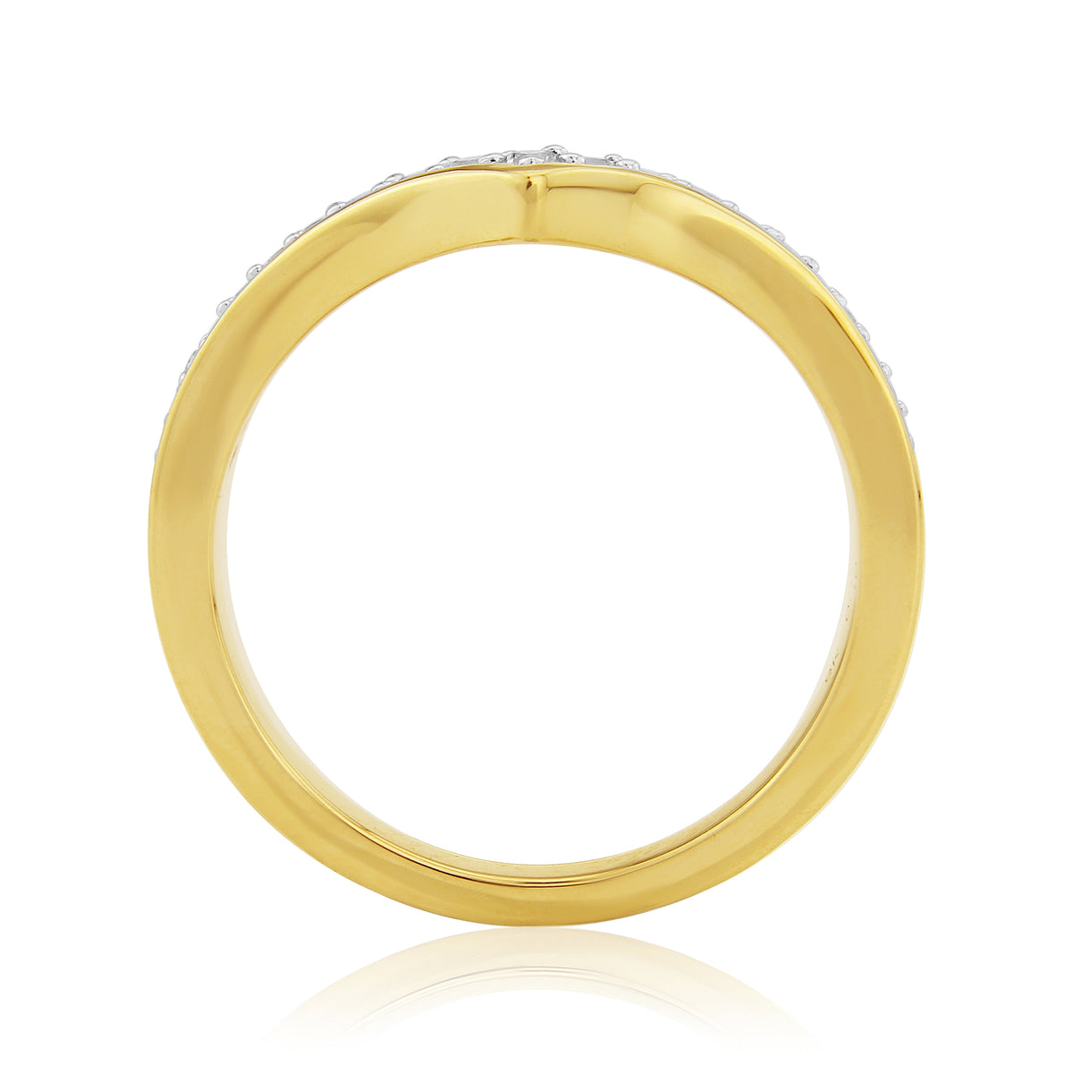 9ct gold milgrain edge diamond set wishbone ring 0.16ct