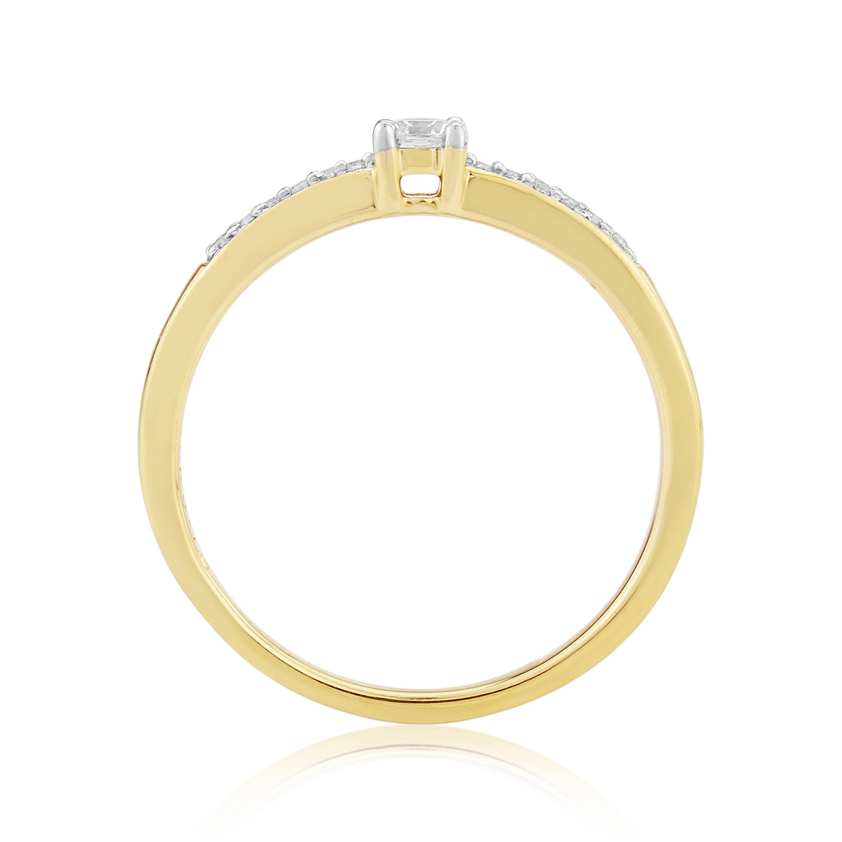 9ct gold single stone diamond ring with diamond set shoulders 0.15ct