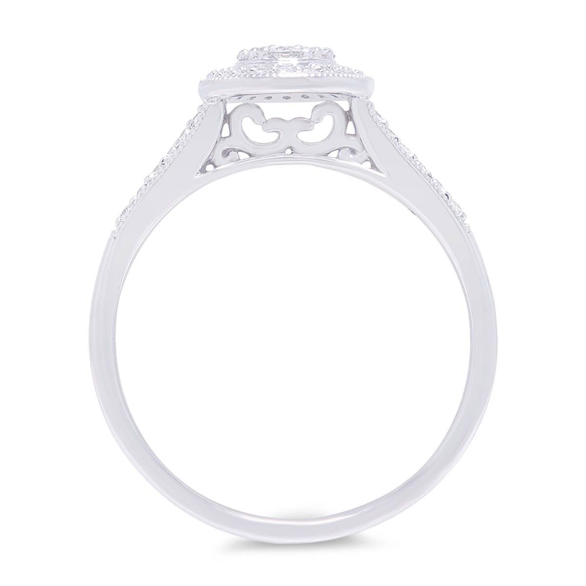 9ct white gold diamond cluster ring 0.26ct