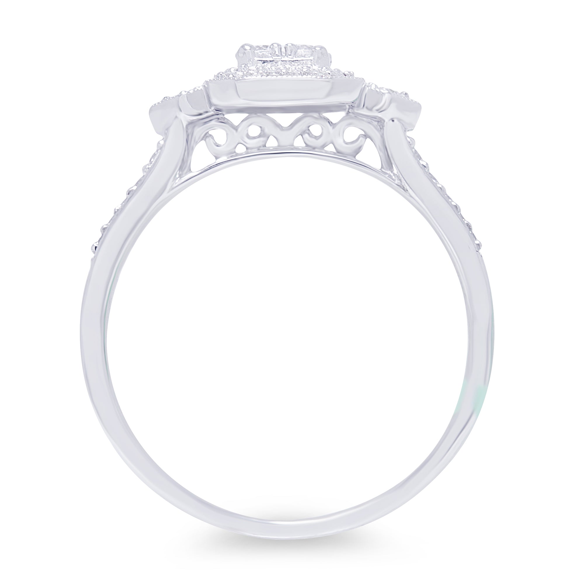9ct white gold diamond cluster ring 0.35ct
