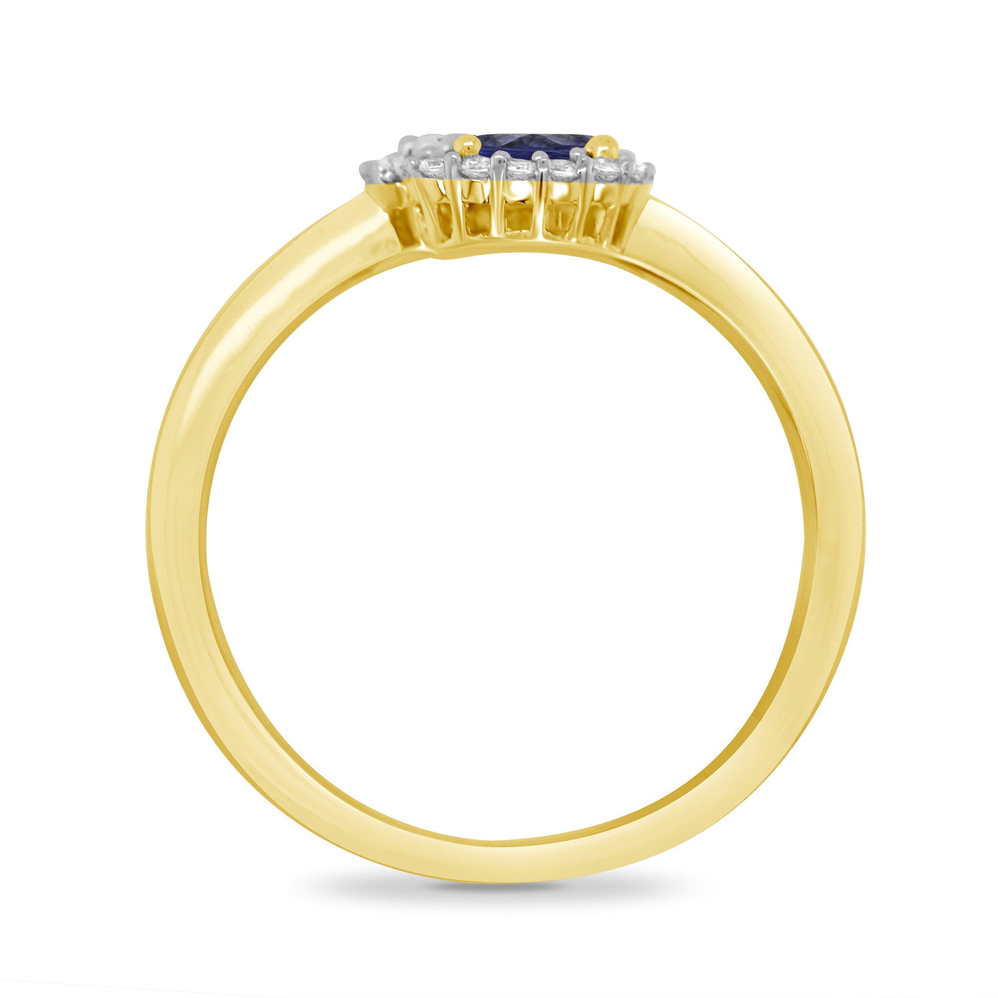 9ct gold double 5x3mm oval sapphire & diamond crossover cluster ring 0.14ct