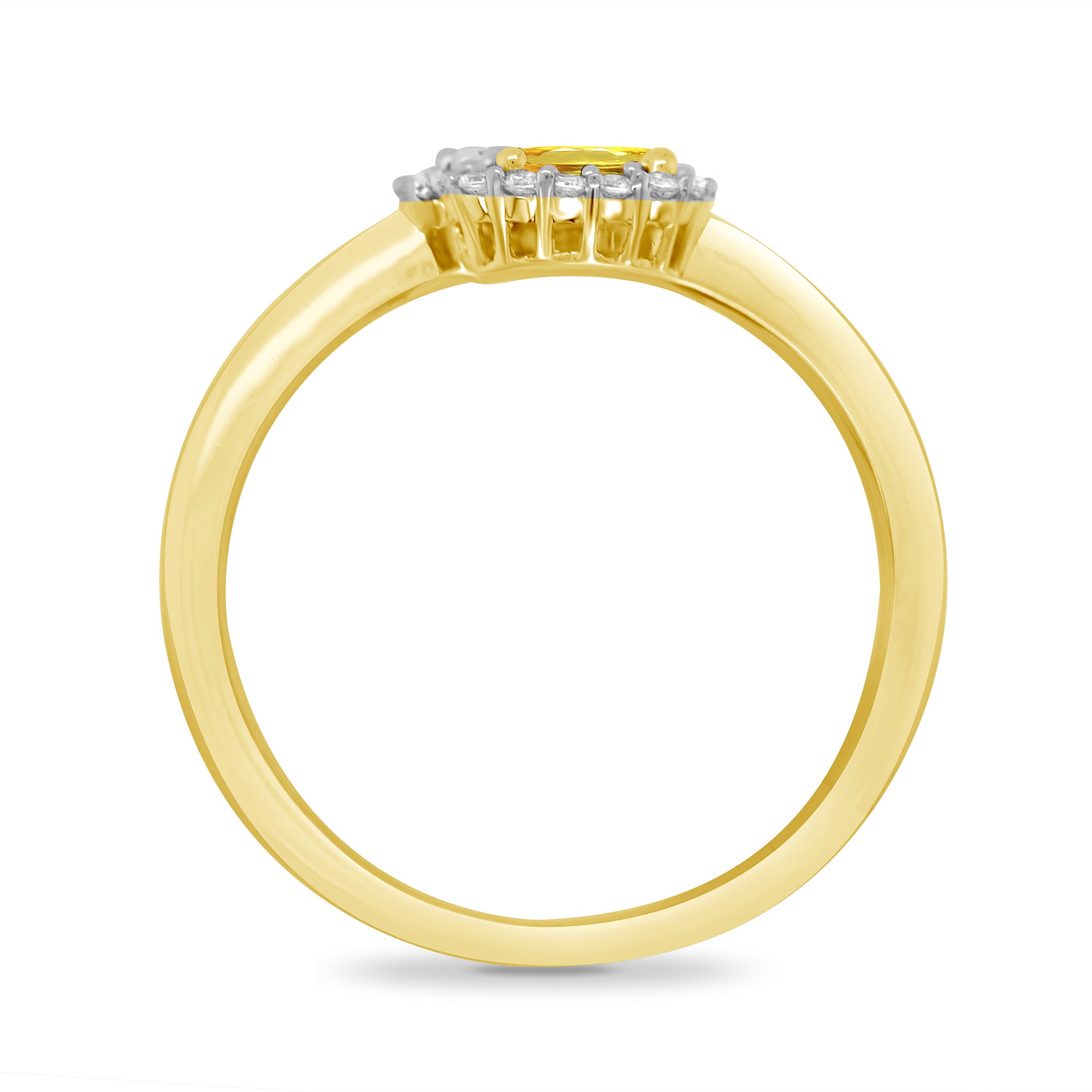 9ct gold double 5x3mm oval citrine & diamond crossover cluster ring 0.14ct