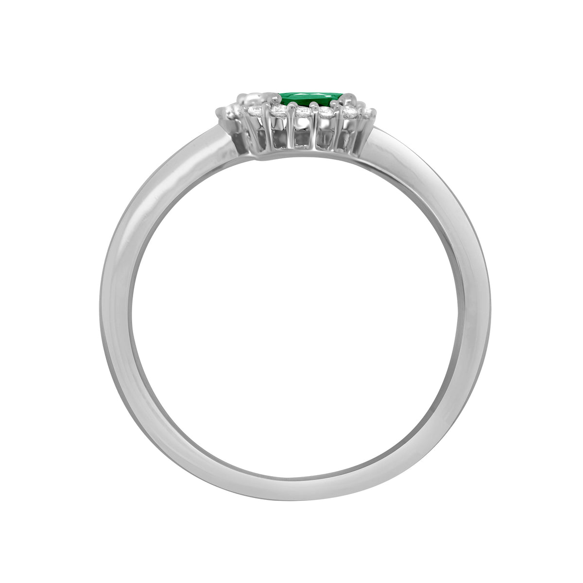 9ct white gold double 5x3mm oval emerald & diamond crossover cluster ring 0.14ct