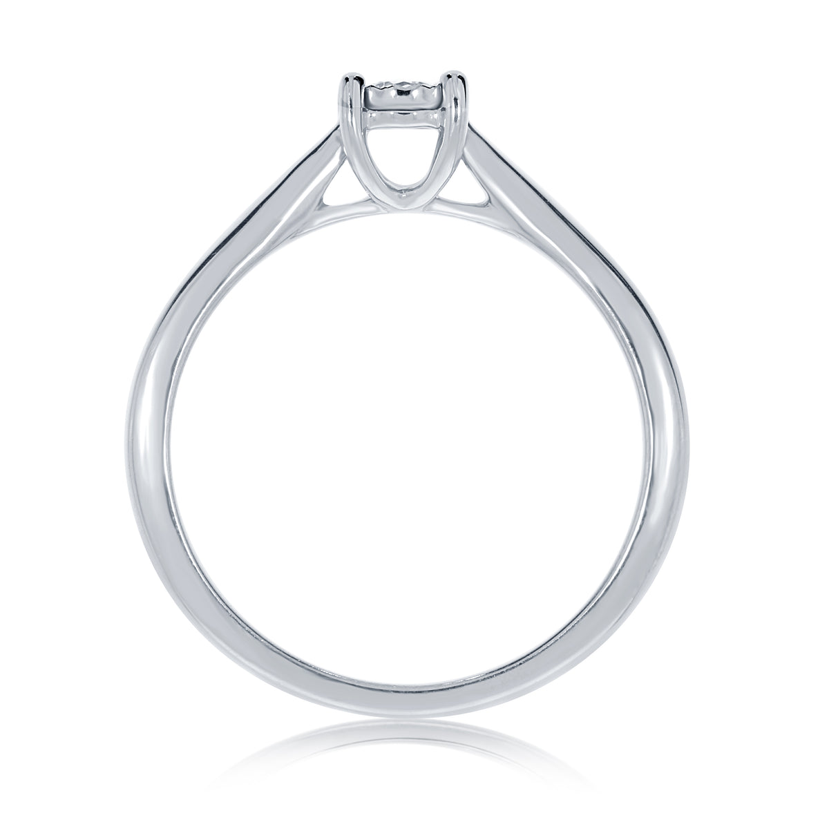 9ct white gold single stone miracle plate diamond ring 0.10ct