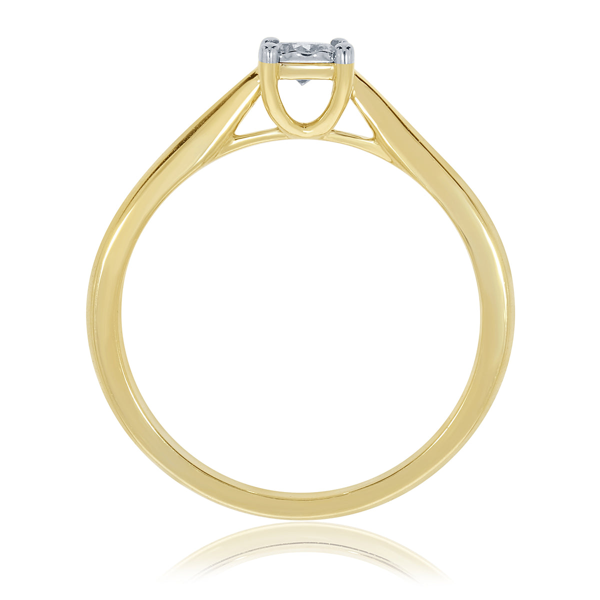 9ct gold single stone miracle plate diamond ring 0.17ct