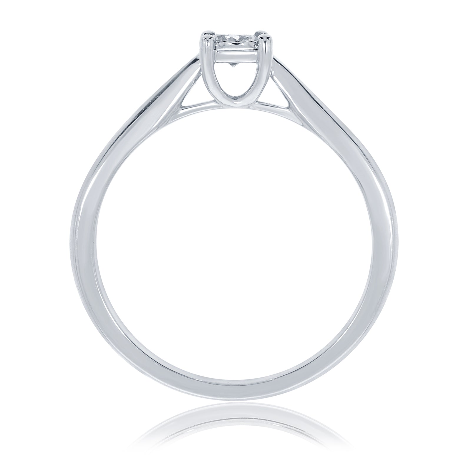 9ct white gold single stone miracle plate diamond ring 0.17ct