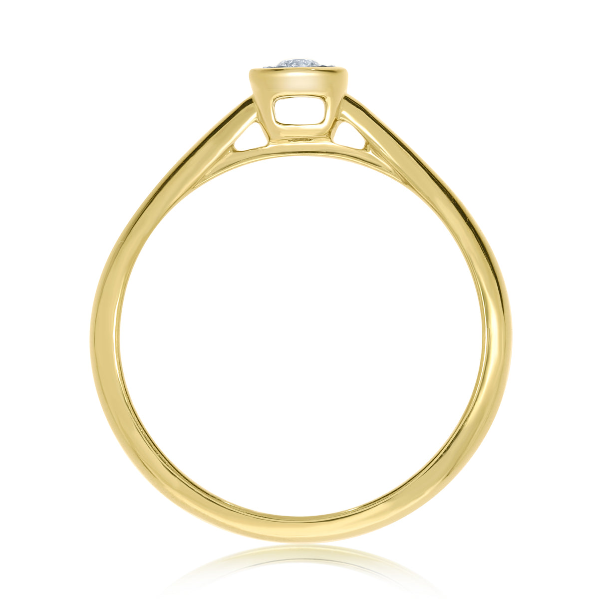 9ct gold single stone miracle plate diamond ring 0.05ct