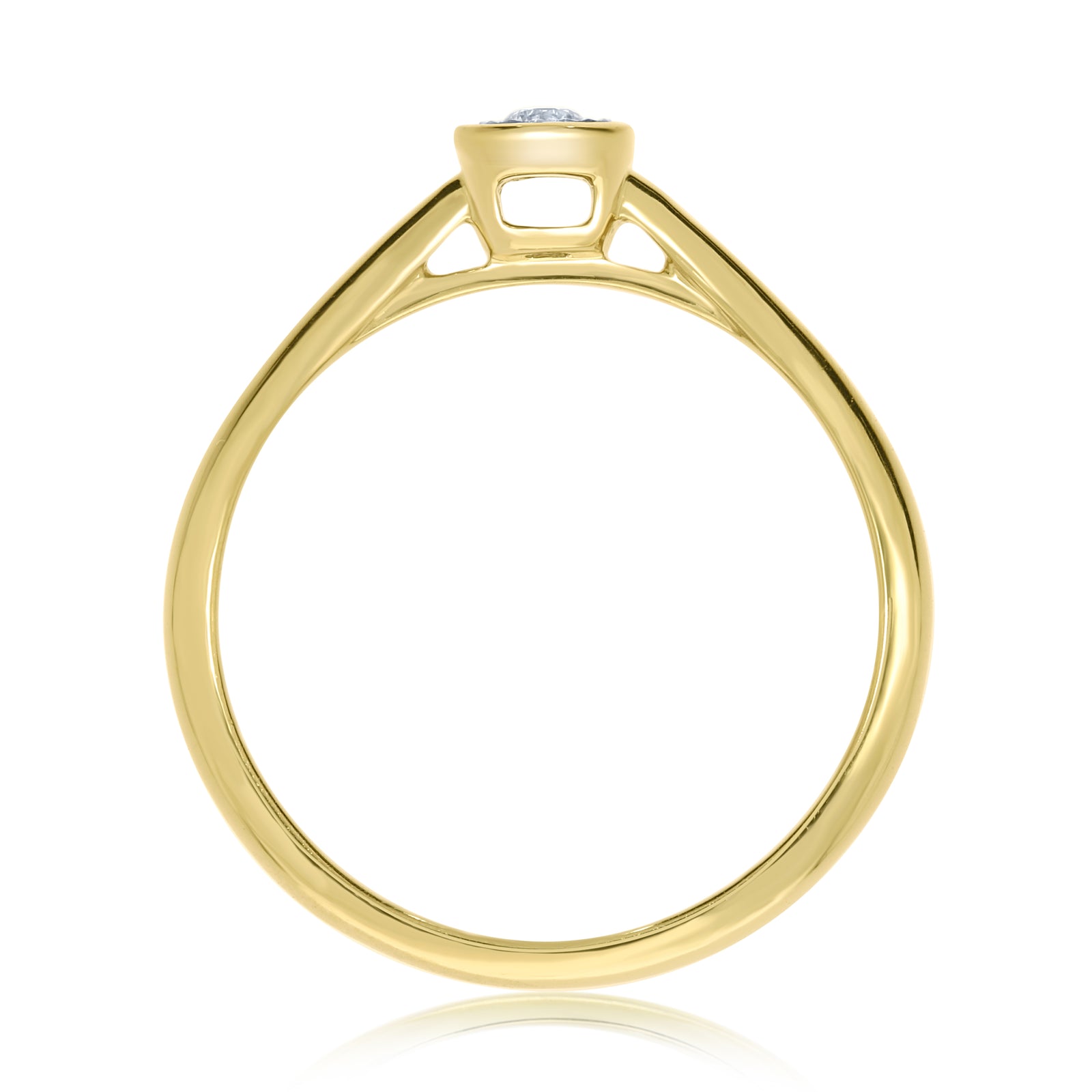 9ct gold single stone miracle plate diamond ring 0.05ct