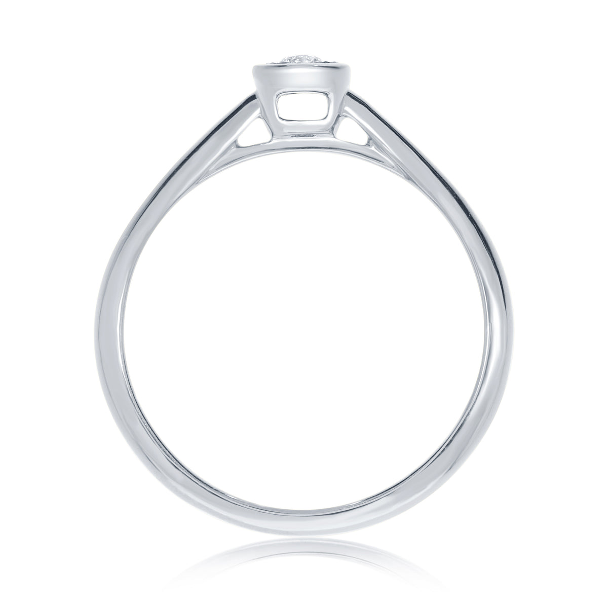 9ct white gold single stone miracle plate diamond ring 0.05ct