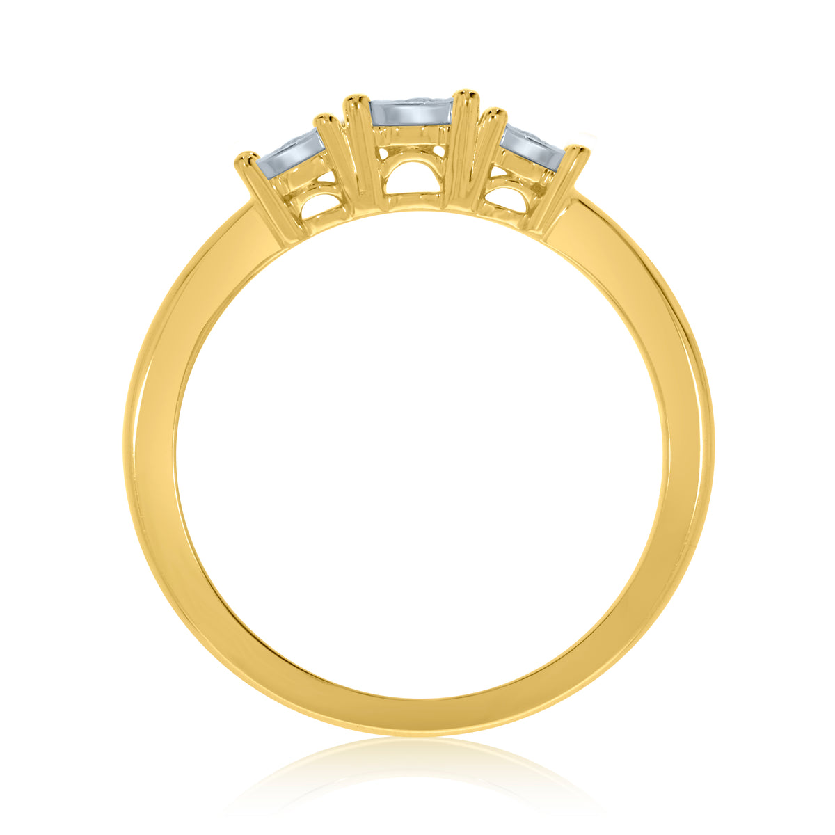 9ct gold 3 stone miracle plate diamond ring 0.15ct