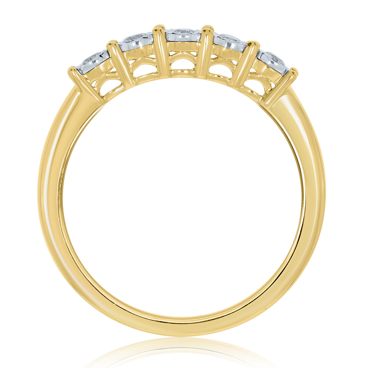 9ct gold 5 stone miracle plate diamond ring 0.15ct