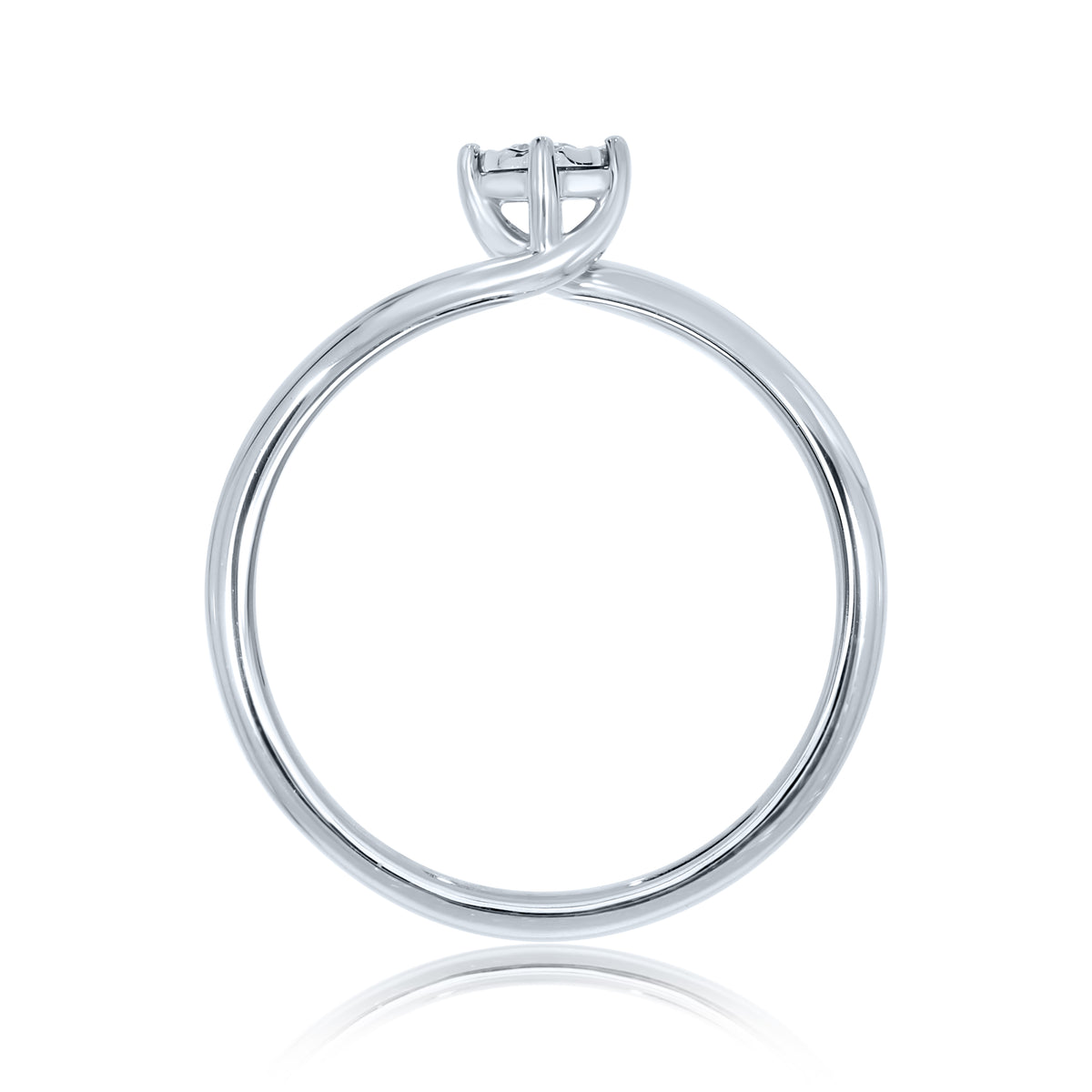 9ct white gold single stone miracle diamond crossover ring 0.05ct