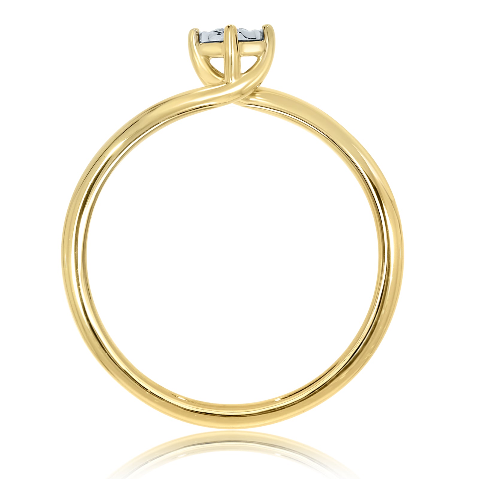 9ct gold single stone miracle diamond crossover ring 0.08ct