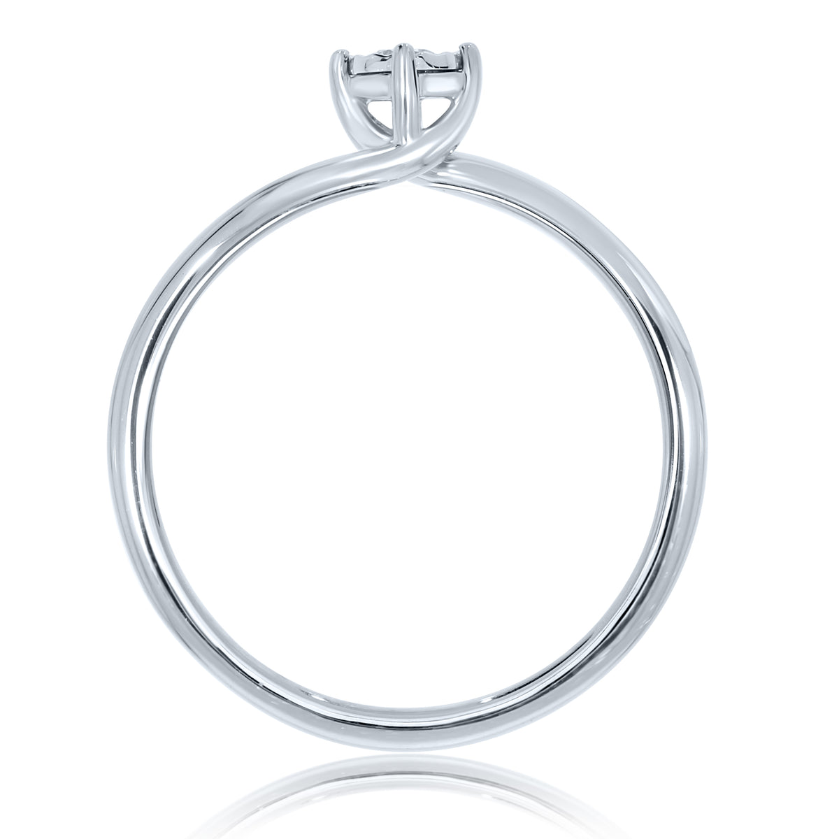 9ct white gold single stone miracle diamond crossover ring 0.08ct