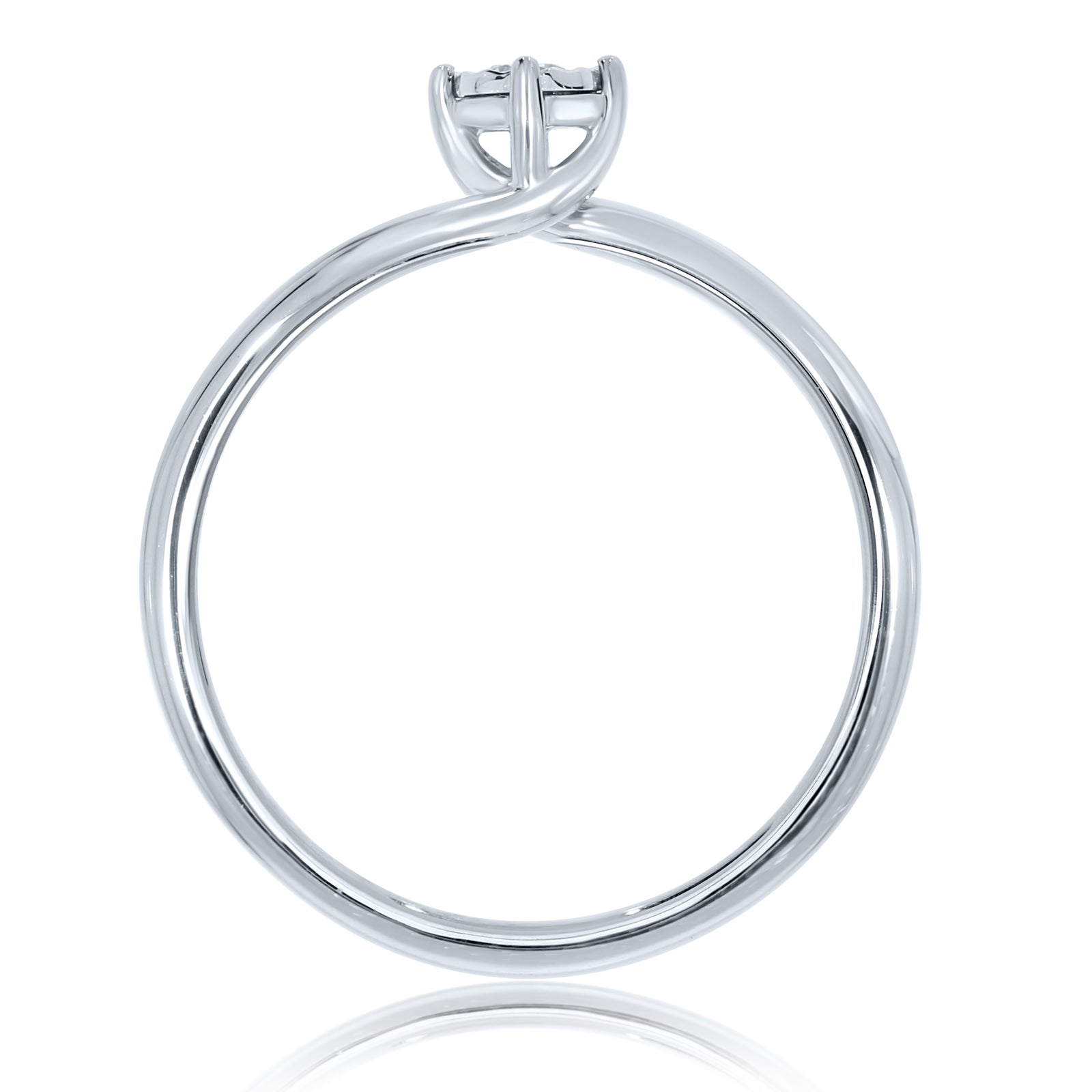 9ct white gold single stone miracle diamond crossover ring 0.08ct