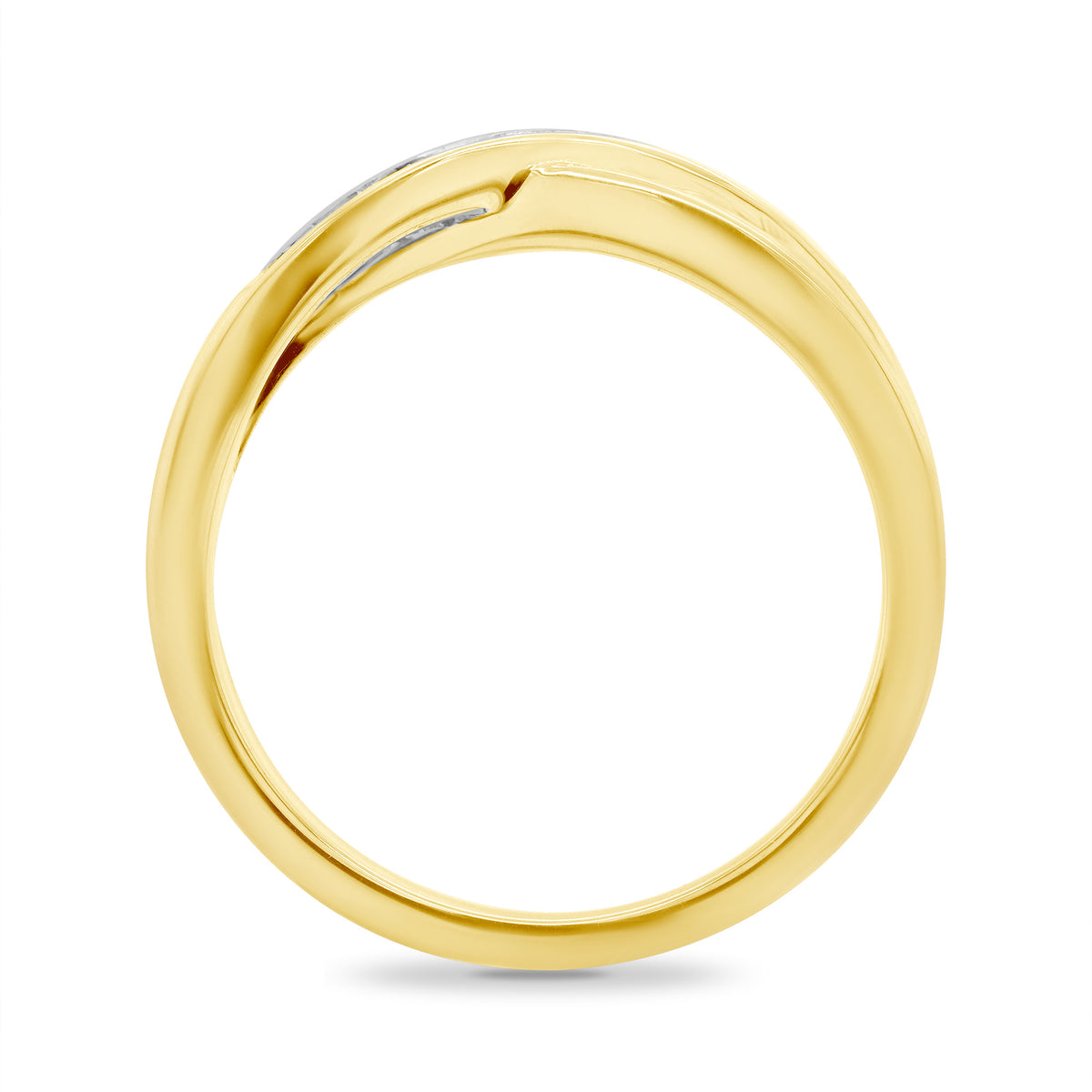 9ct gold channel set diamond crossover ring 0.05ct