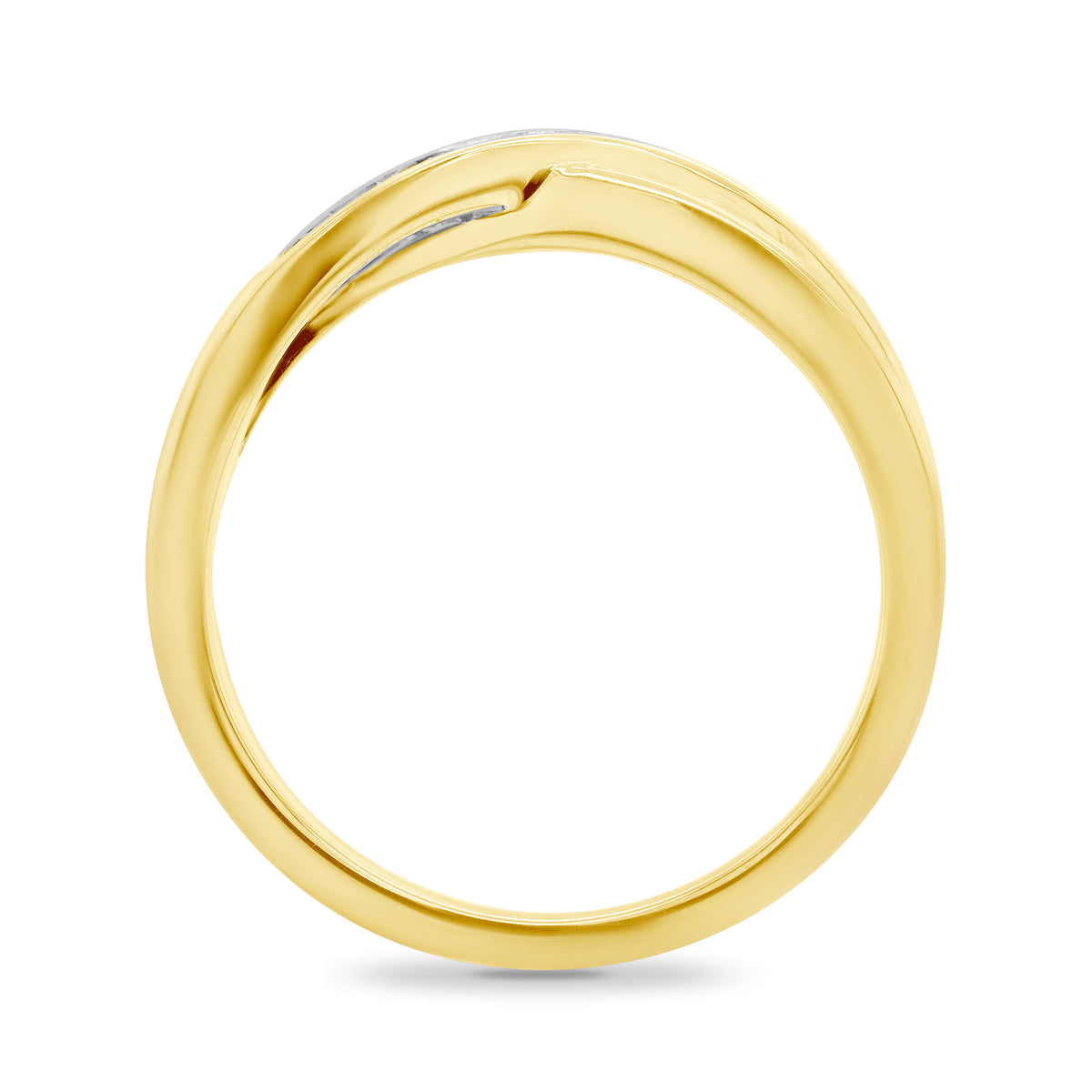 9ct gold channel set diamond crossover ring 0.10ct