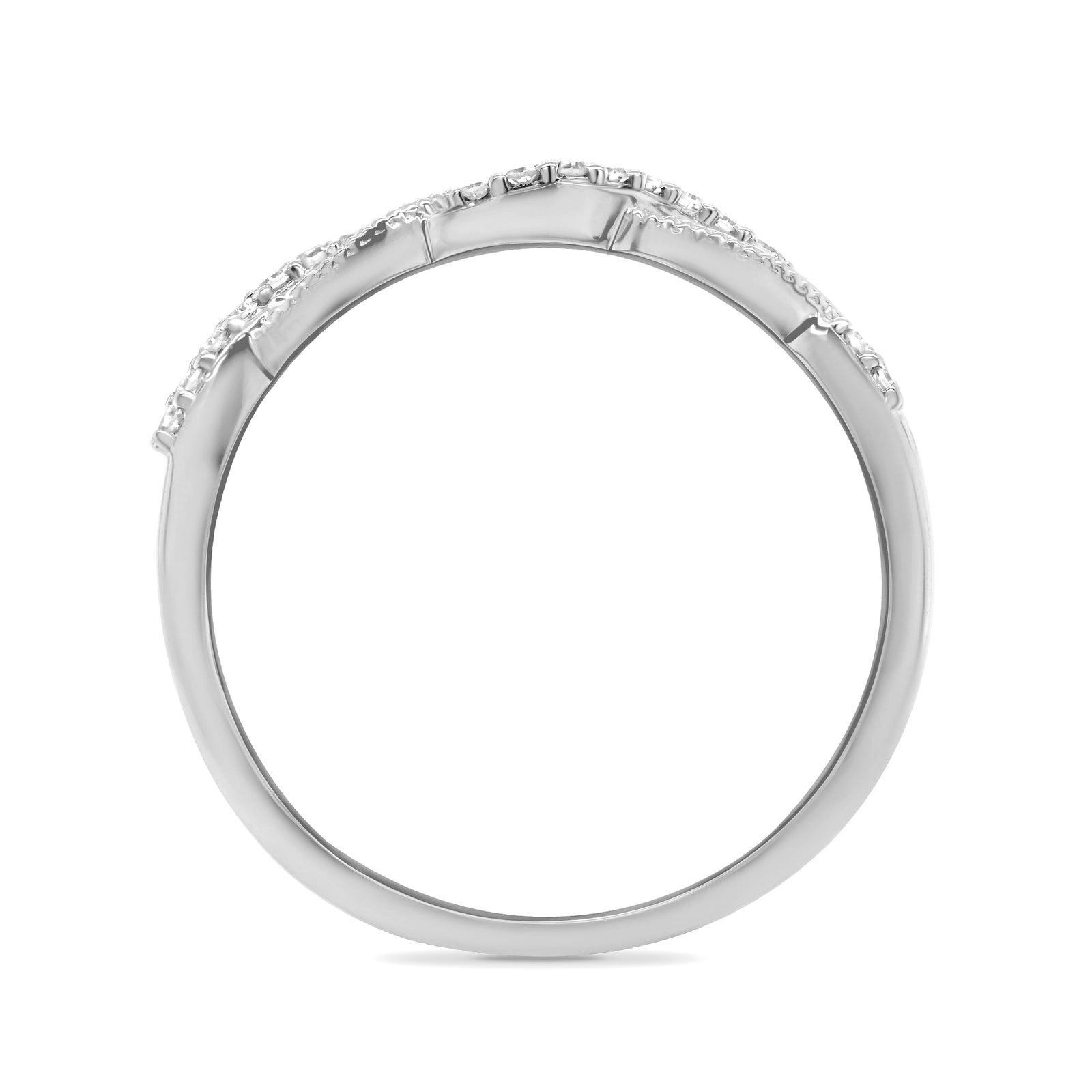 9ct white gold diamond set swirl half eternity ring 0.09ct