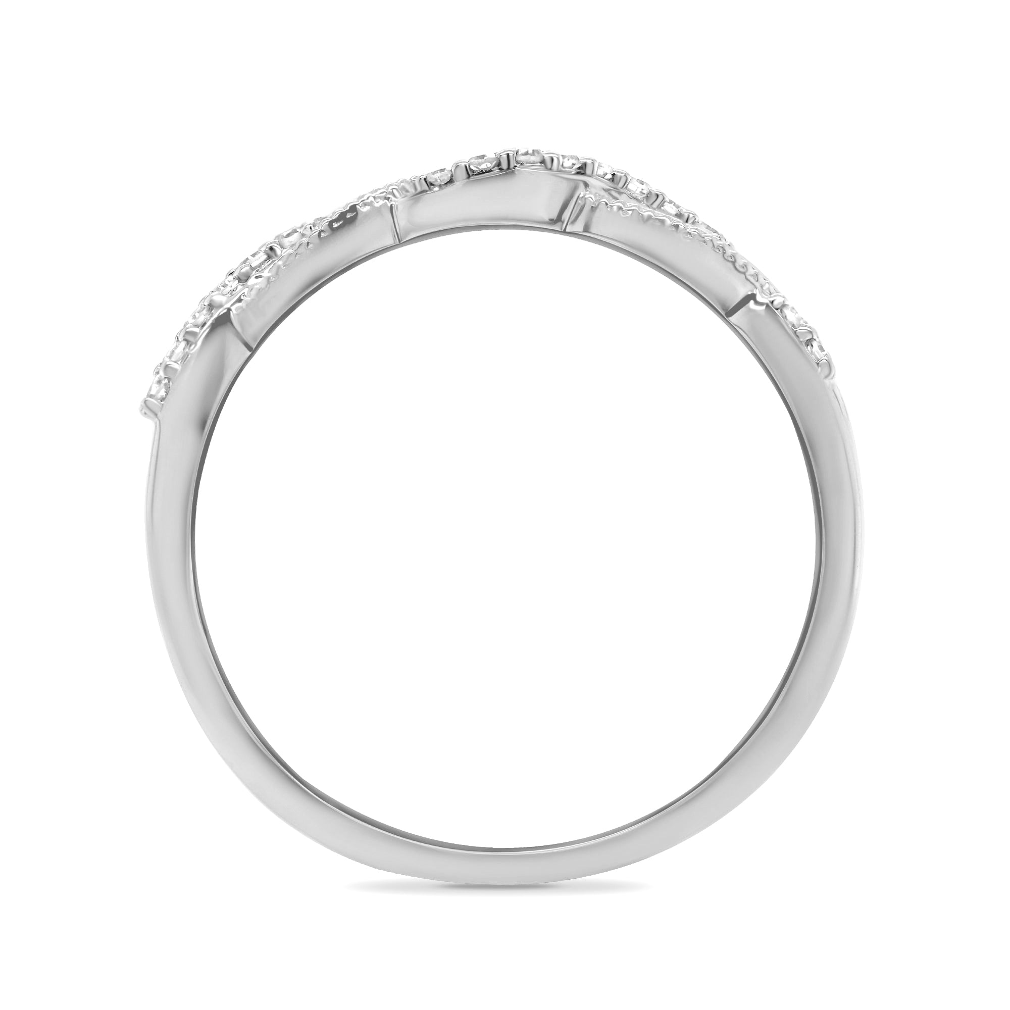 9ct white gold diamond set swirl half eternity ring 0.09ct